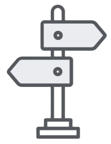 Illustration of a street signpost with arrows pointing left and right.