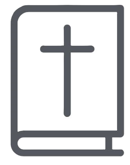 Illustration of a Bible with a cross on the cover.