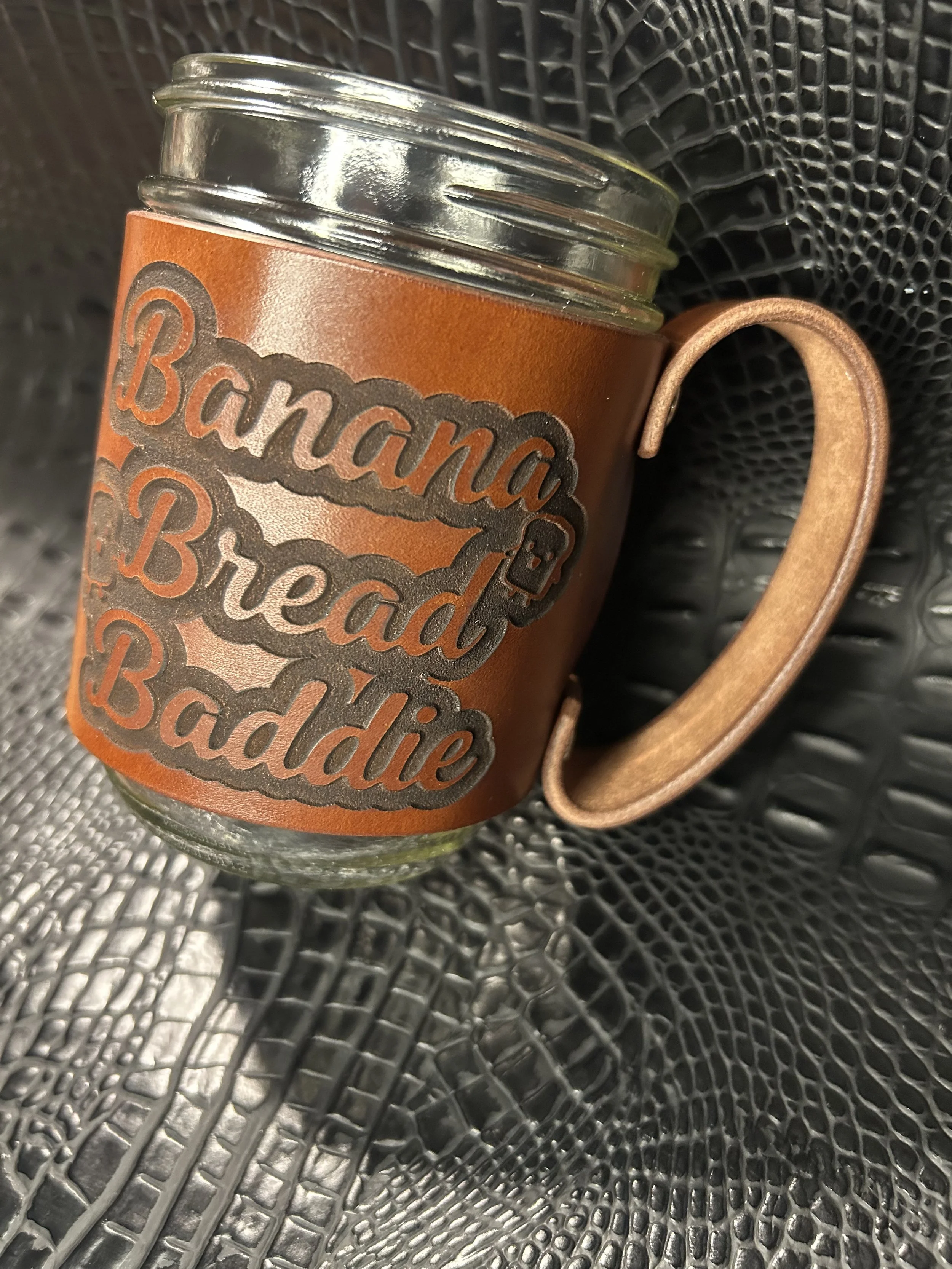 Banana Bread Baddie Leather Mason Jar Mug/Tumbler