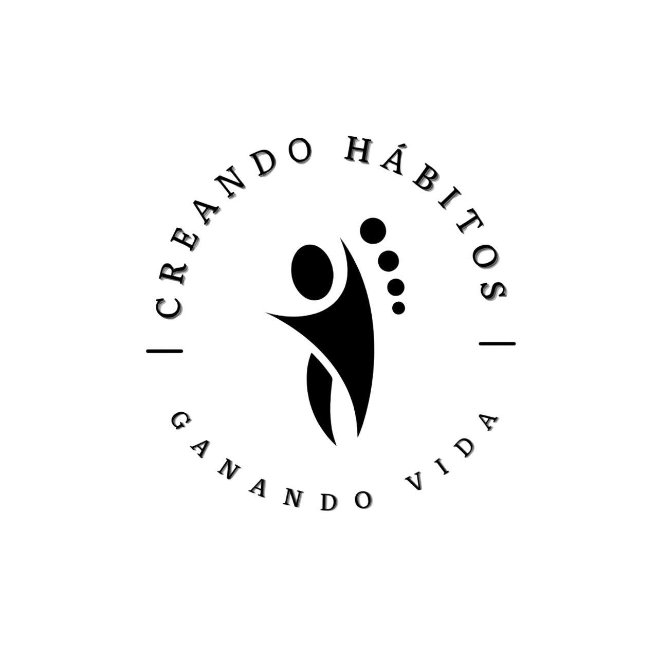Logotipo en blanco y negro con figura abstracta de una persona y la leyenda 'Crecemos hablando dejando vida'