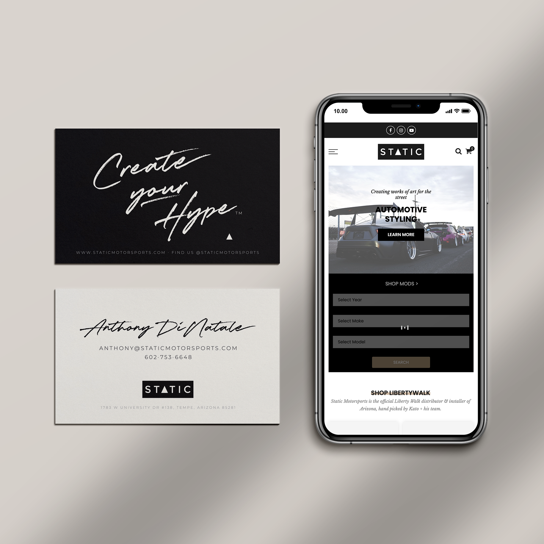 Static Motorsports (Automotive) 
Brand Strategy • Website Design • E-Commerce