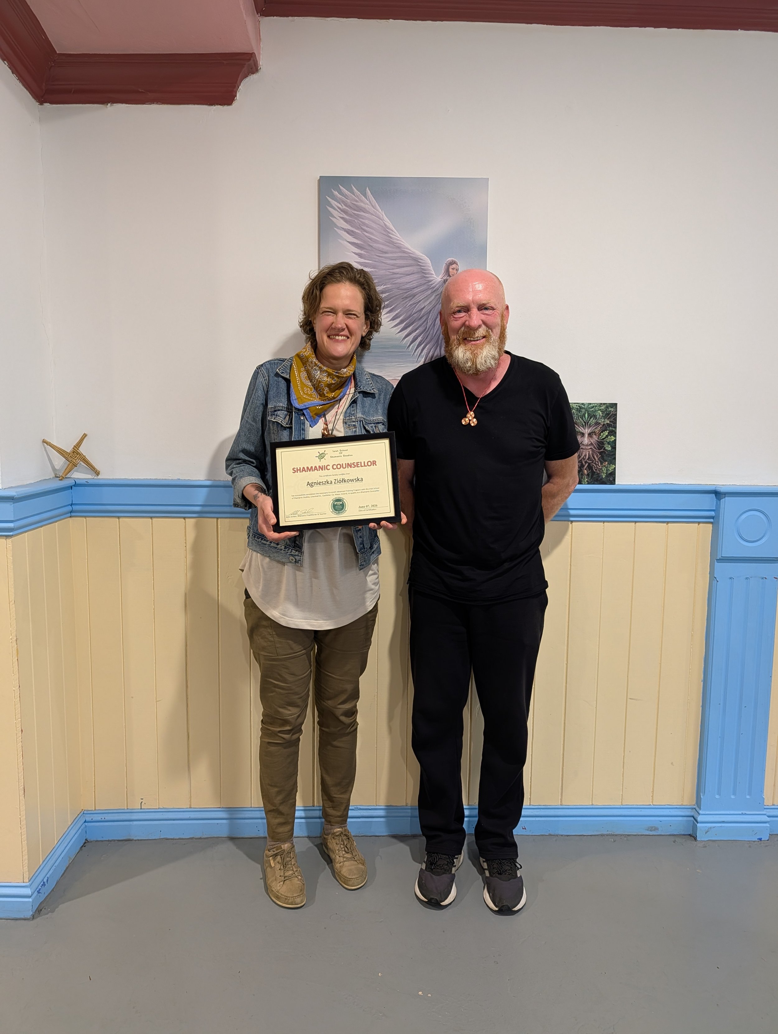 Aga with Aldo Jordan during shamanic counselling training