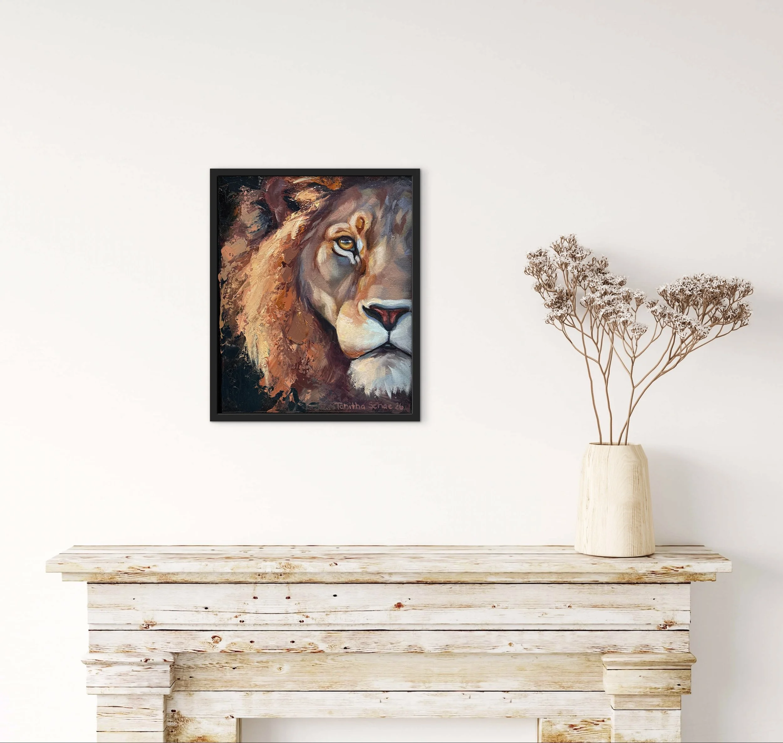 Midnight Prowler | 8x10" Oil Painting of a Lion by Tabitha Schae