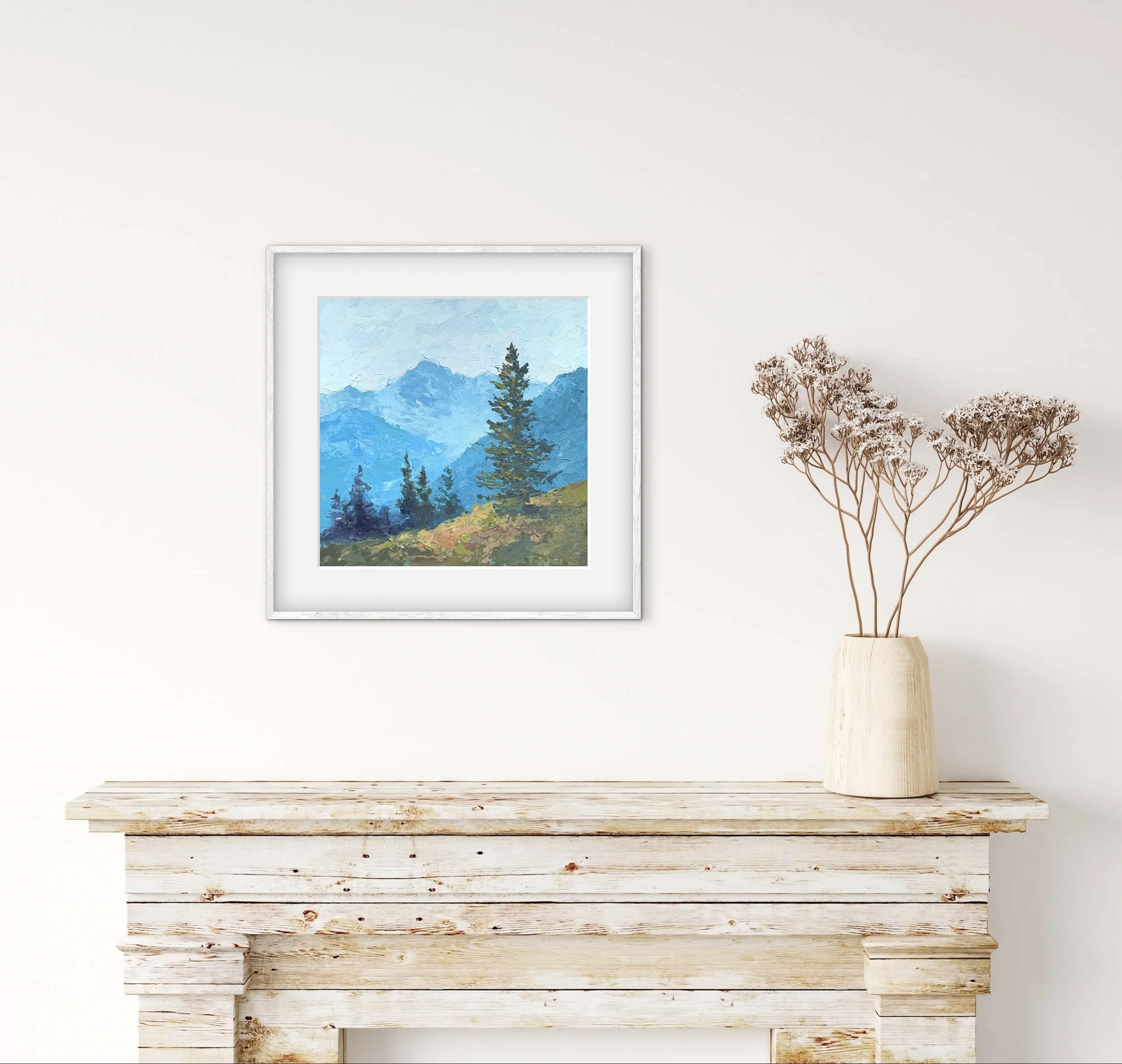 Nature Calls | 12x12" Textured Acrylic Landscape Mountain Painting