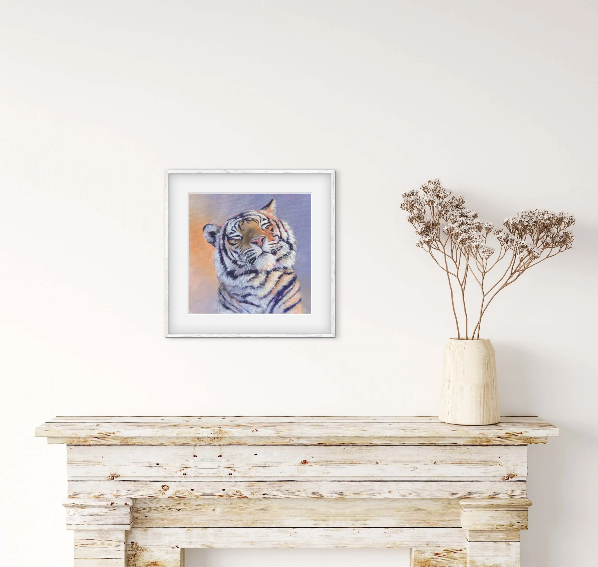 Sun Kissed | 12x12" Acrylic Painting of a Tiger
