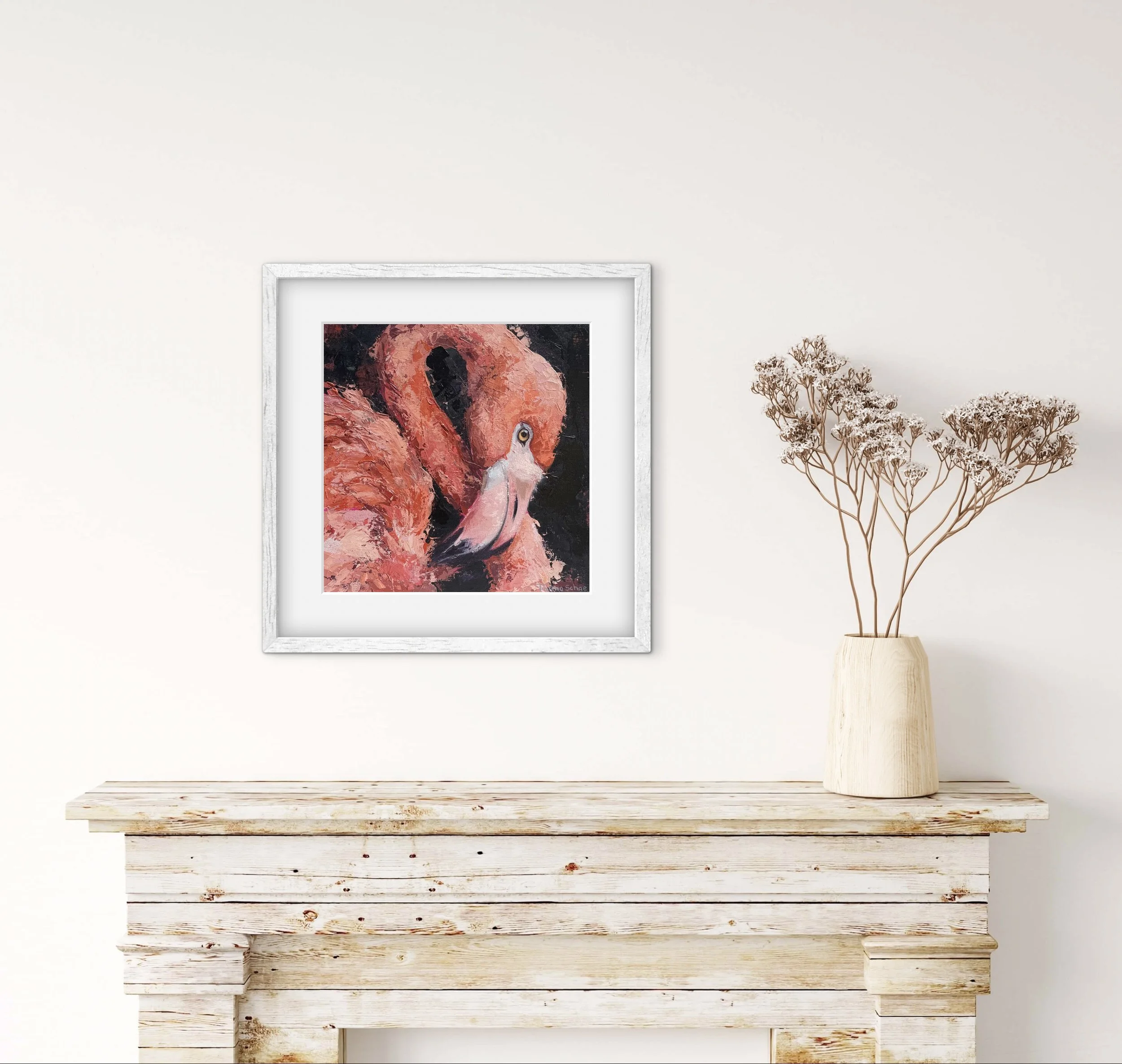 Express Yourself | 12x12" Textured Flamingo Painting