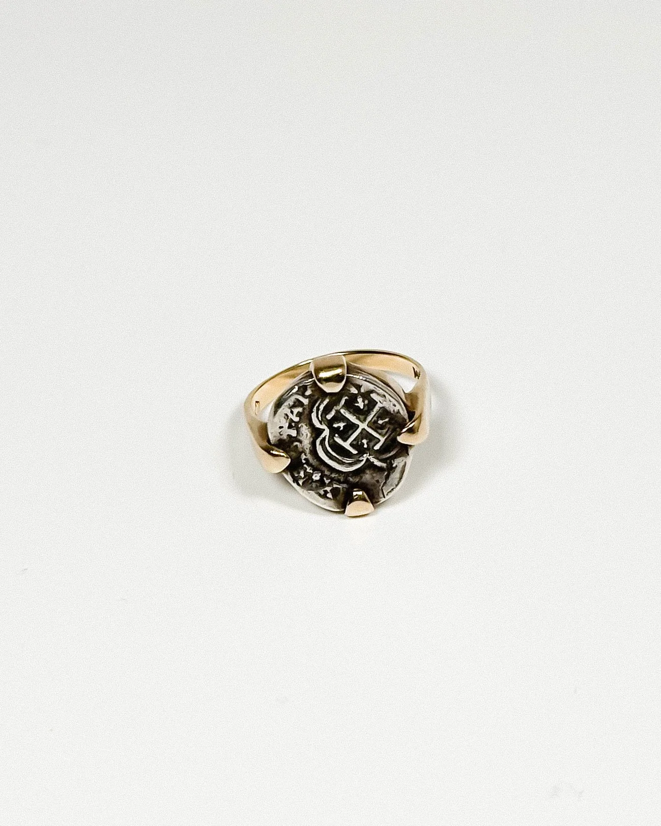 GOLD SETTING & SILVER COIN RING