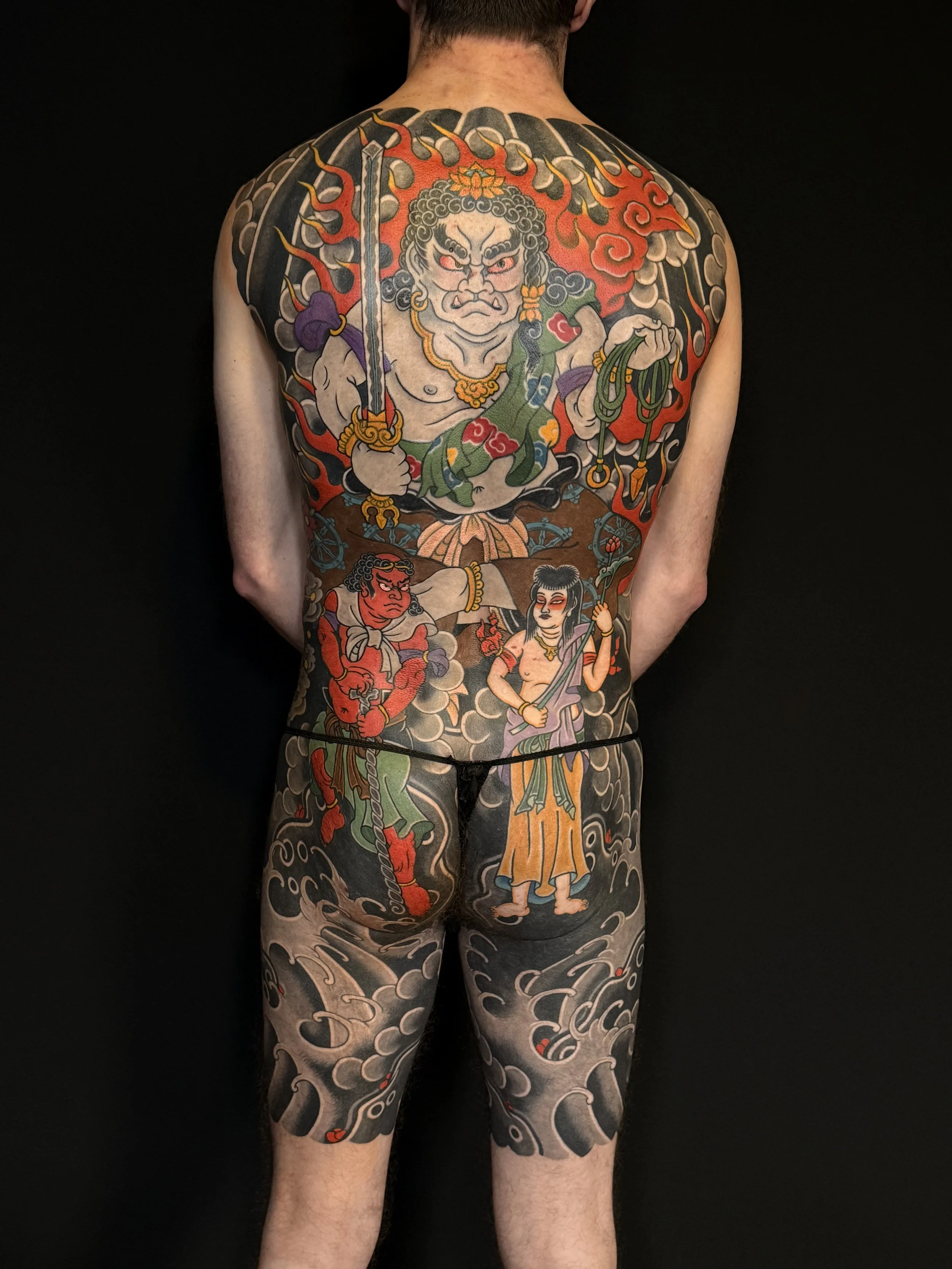 Josh Carter, @joshcartertattoo Traditional Japanese Body Suit Tattoo done at Dame of the West Tattoo in Scottsdale, Arizona.