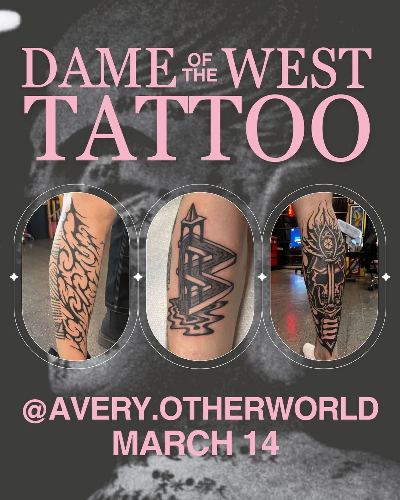 Our wonderful friend @avery.otherworld will be sitting in with us here at the shop Saturday, March 14th! DM to get in!