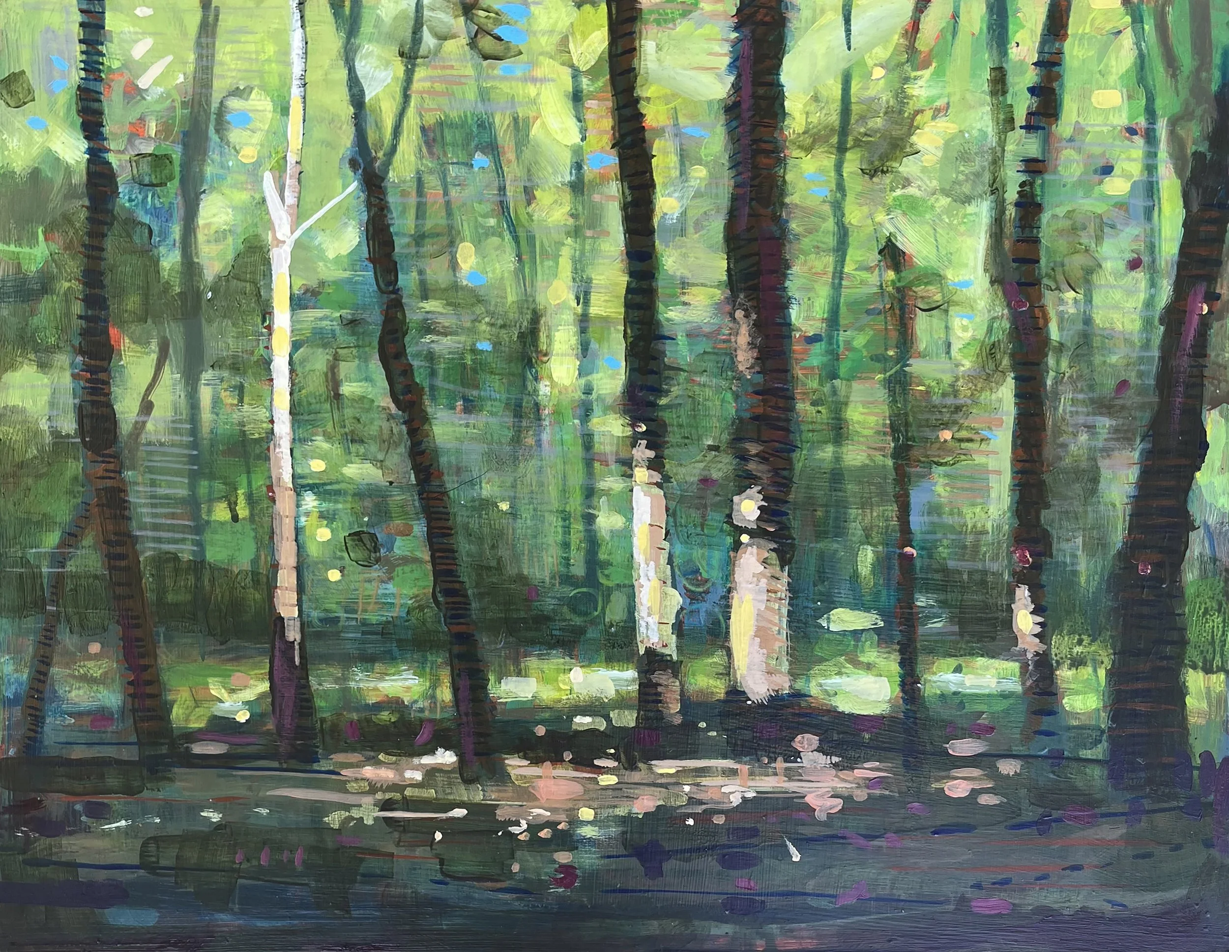 "Gratitude Greens" 
18x14" 
Acrylic on panel  