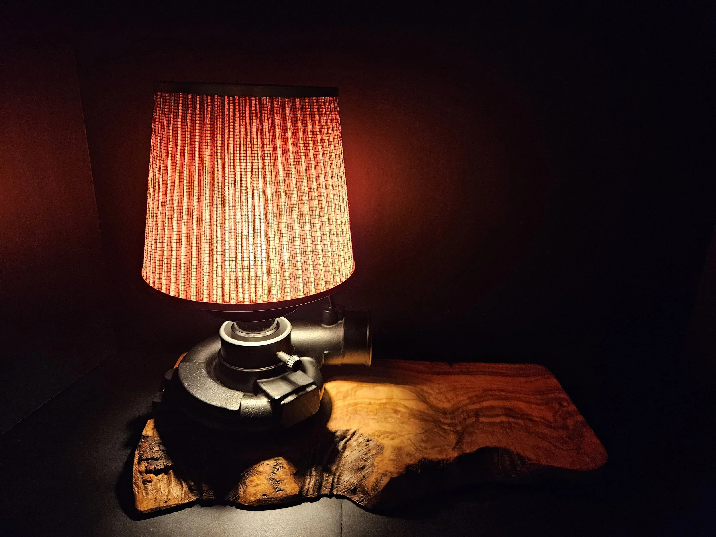 Turbocharger Wood Base Lamp