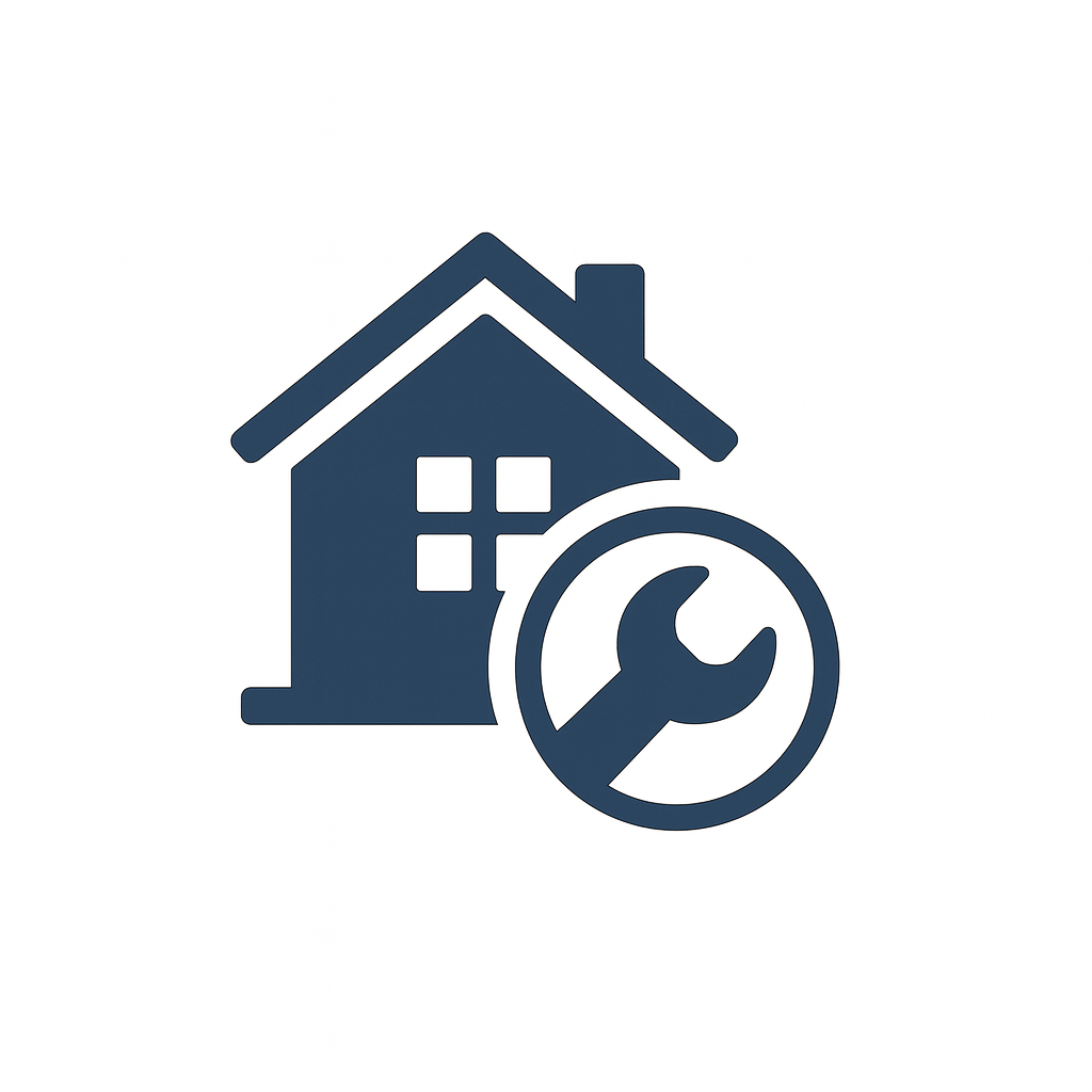 Icon of a house with a wrench in a circle, representing home maintenance or repair services.