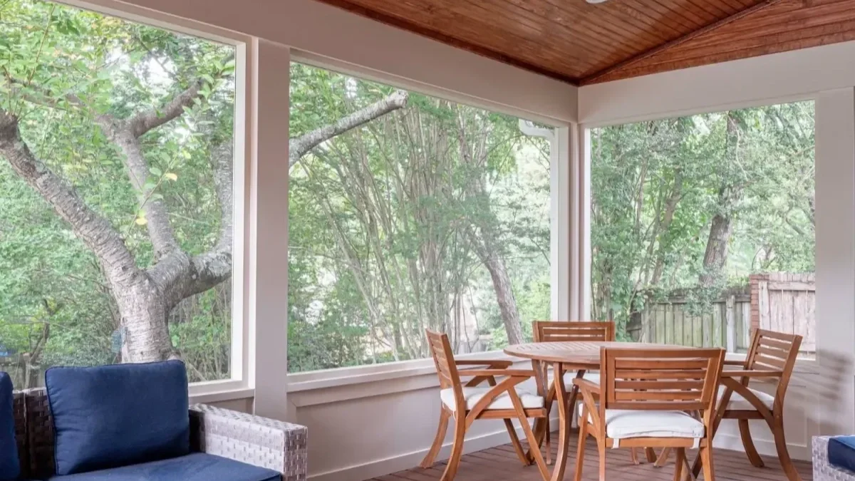 Screened Porch with Vaulted Wood Ceiling