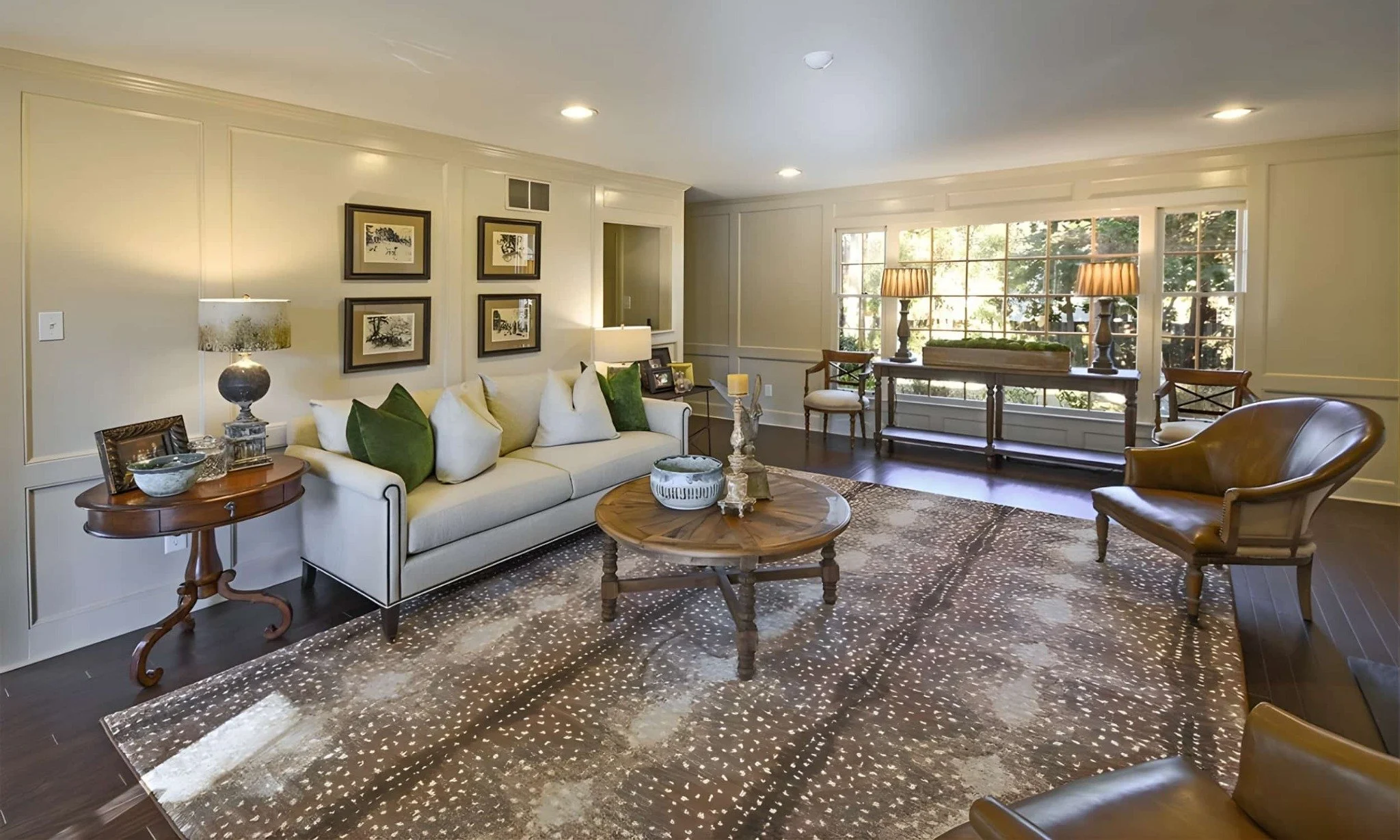Elegant Living Room with Custom Wall Molding