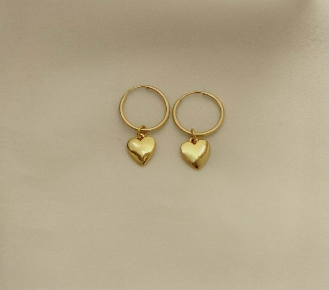 Heart Charm Hoops