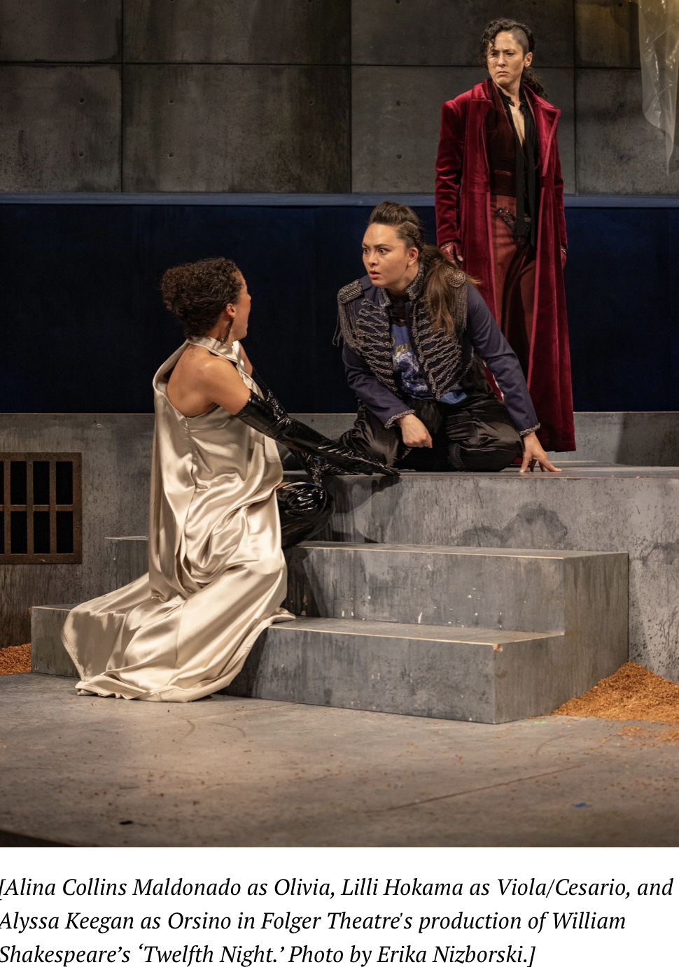 Twelfth Night/Folder Theatre
"Keegan’s portrayal of Duke Orsino is particularly interesting because of the way the character’s gender is interpreted. Keegan uses they/them pronouns and portrays Orsino (who in most productions would be indisputably ma