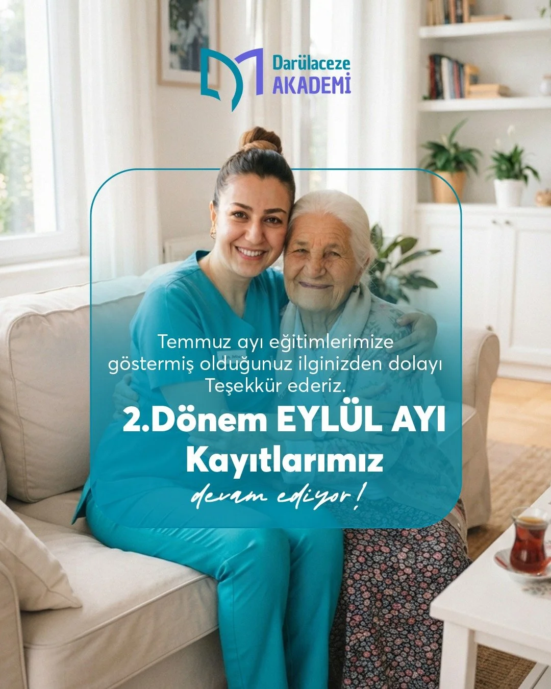📚 Temmuz ayında ger&ccedil;ekleştirdiğimiz hasta ve yaşlı bakım eğitimlerine g&ouml;stermiş olduğunuz yoğun ilgi i&ccedil;in teşekk&uuml;r ederiz.

Dar&uuml;laceze Akademi hasta ve yaşlı bakım eğitimlerinde Eyl&uuml;l ayı 2. d&ouml;nem kayıtlarımız 