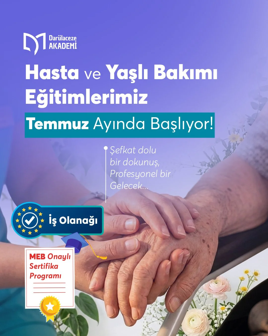 💙 Şefkat dolu bir dokunuş, profesyonel bir geleceğe d&ouml;n&uuml;şebilir.

Dar&uuml;laceze Akademi Hasta ve Yaşlı Bakım Eğitimi; insan odaklı bir meslek edinmek isteyenler i&ccedil;in hem teorik hem de uygulamalı bir eğitim s&uuml;reci sunar. 🎓

M