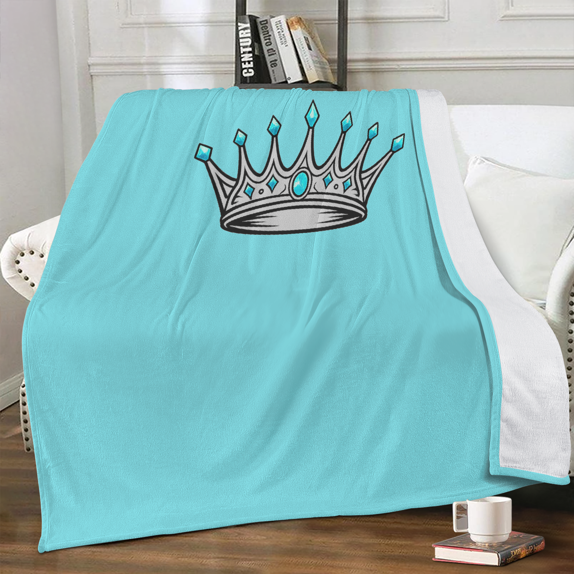 Crown fleece throw laid on back of couch mock pic.jpg