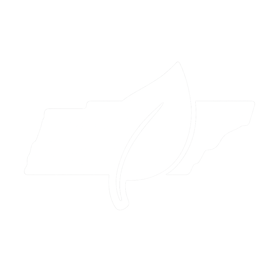 Outline of the state of Nevada with a leaf symbol overlapping it.