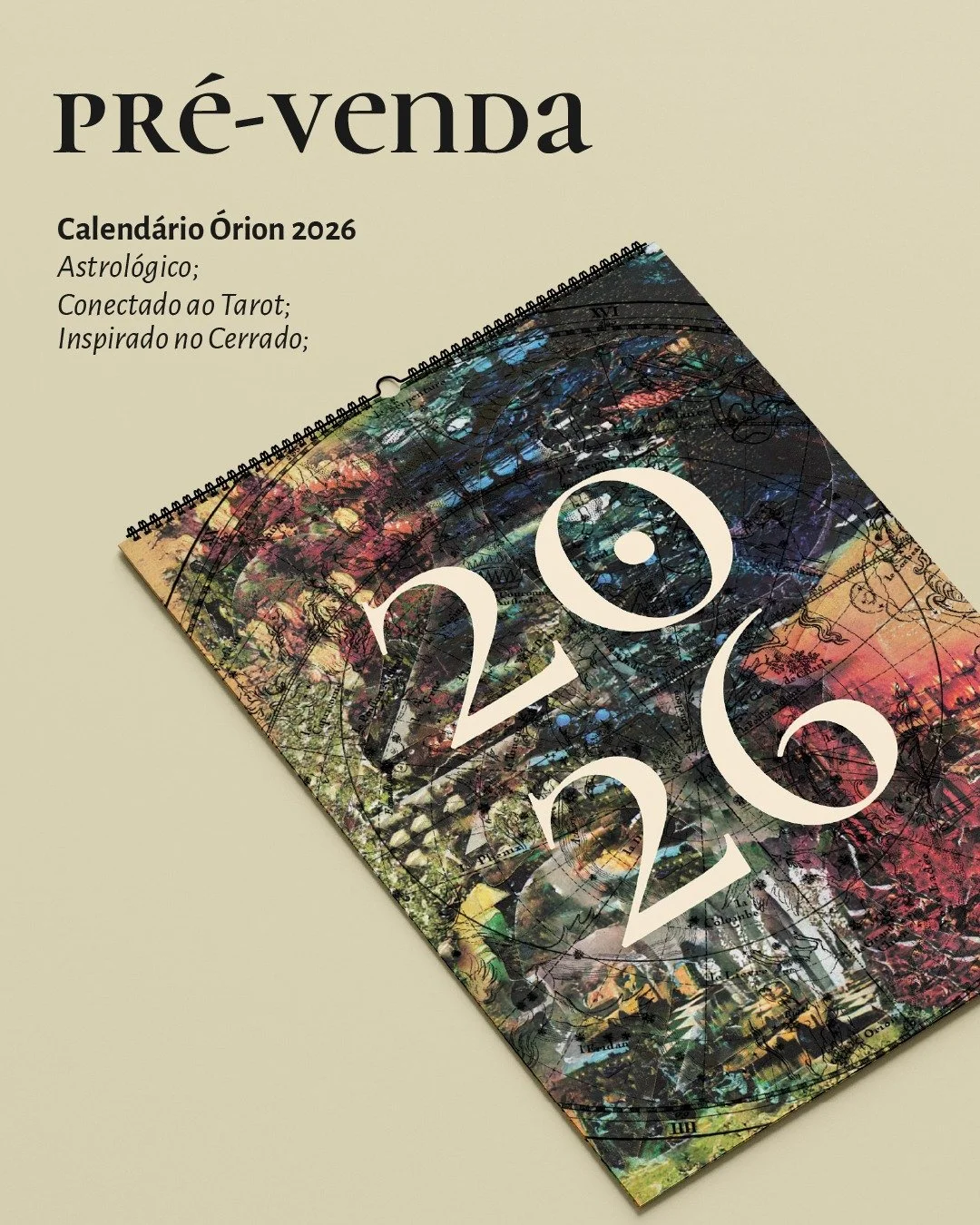 🌜 pr&eacute;-venda aberta! 🌛
calend&aacute;rio &oacute;rion 2026: astrol&oacute;gico, inspirado pelo cerrado e arcanos do tarot 🔮🍂

💳 R$95,00 pagamento no cart&atilde;o, apple pay e google pay pelo site (link na bio)
💵 R$90,00 pagamento no pix 