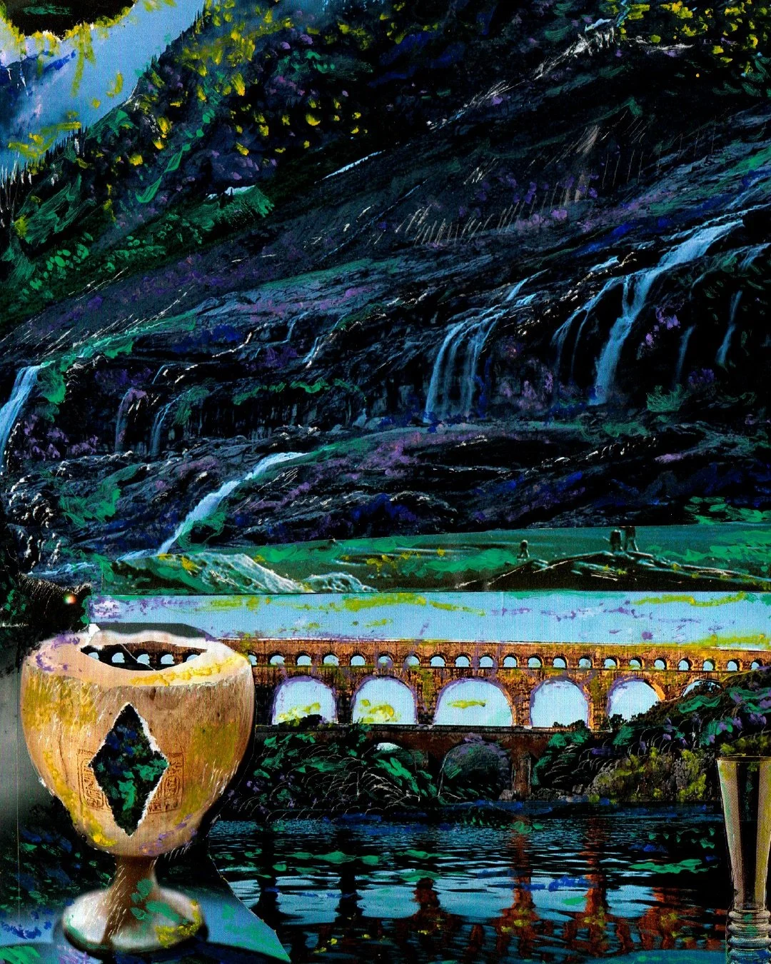 🌙 Arte de Fevereiro 🐚 criada para representar a transi&ccedil;&atilde;o entre os arqu&eacute;tipos de Aqu&aacute;rio ♒️ (A Estrela) e de Peixes ♓️ (A Lua) que acontece durante o m&ecirc;s. 

A arte foi feita com colagem manual de imagens de revista