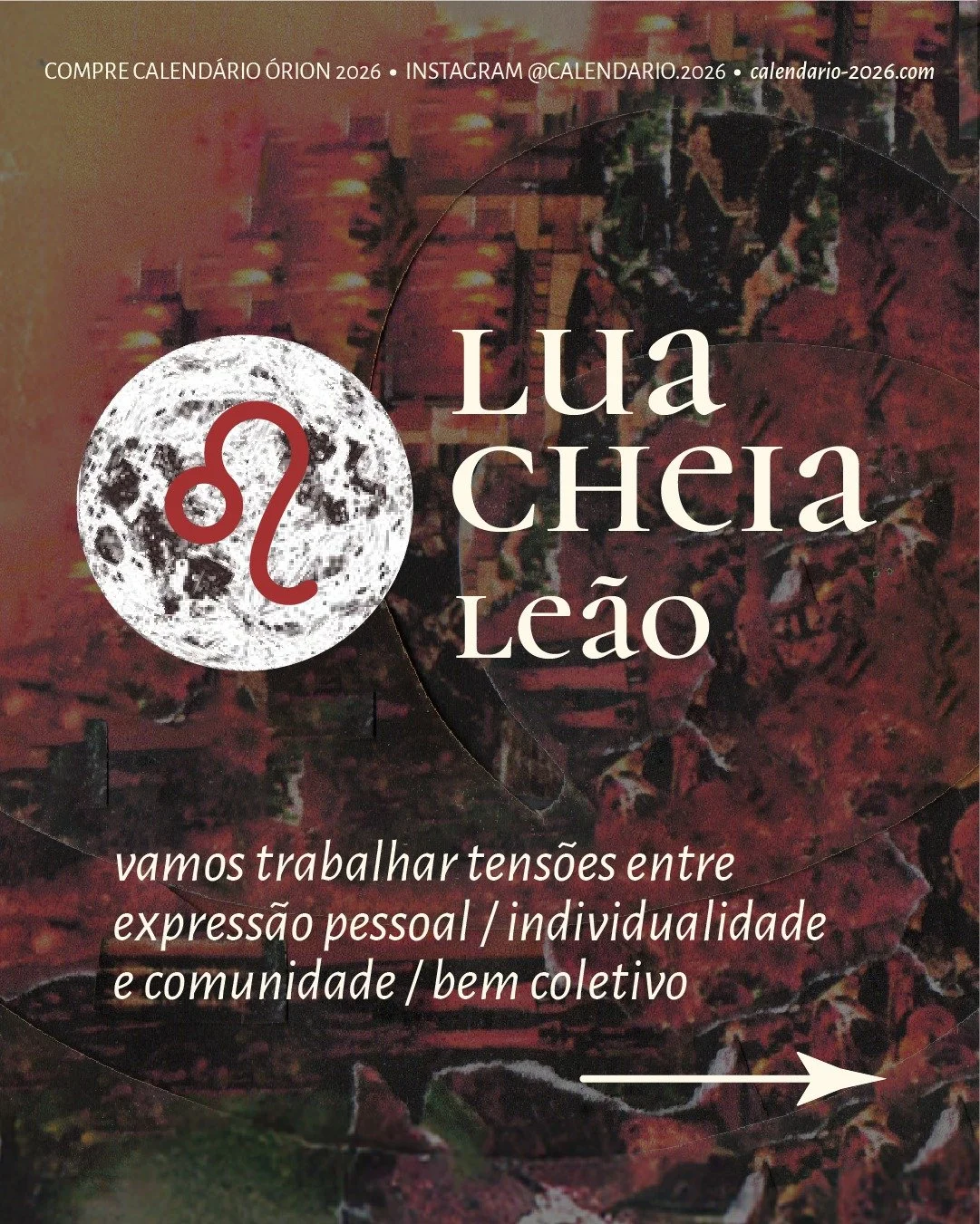 🌕♌️ Lua Cheia em Le&atilde;o chegando! 💫

🦁 Veja nossas dicas e sugest&otilde;es para essa luna&ccedil;&atilde;o que chega trazendo tens&otilde;es entre express&atilde;o pessoal / individualidade com comunidade / bem coletivo.

🔥 Utilize seu fogo