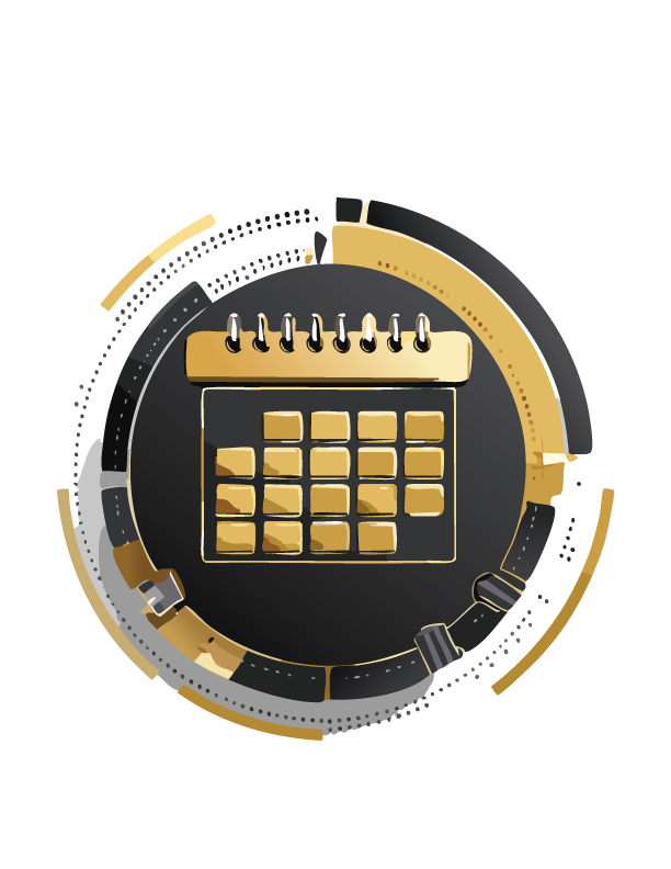 A digital illustration of a wristwatch with a calendar icon on its face.