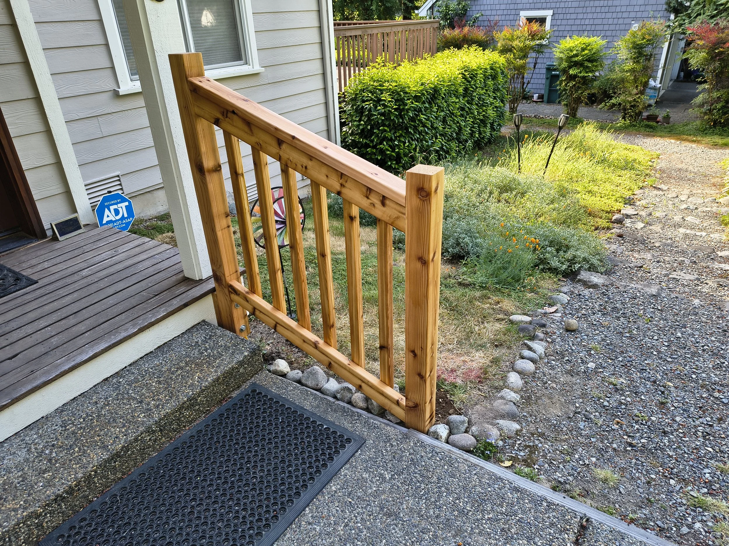 Front step railing: build, install, and stain