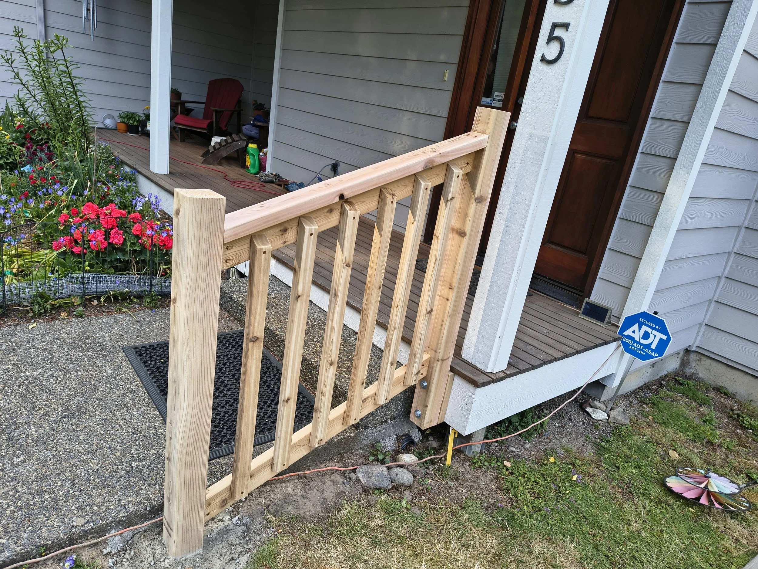 Front step railing: build, install, and stain