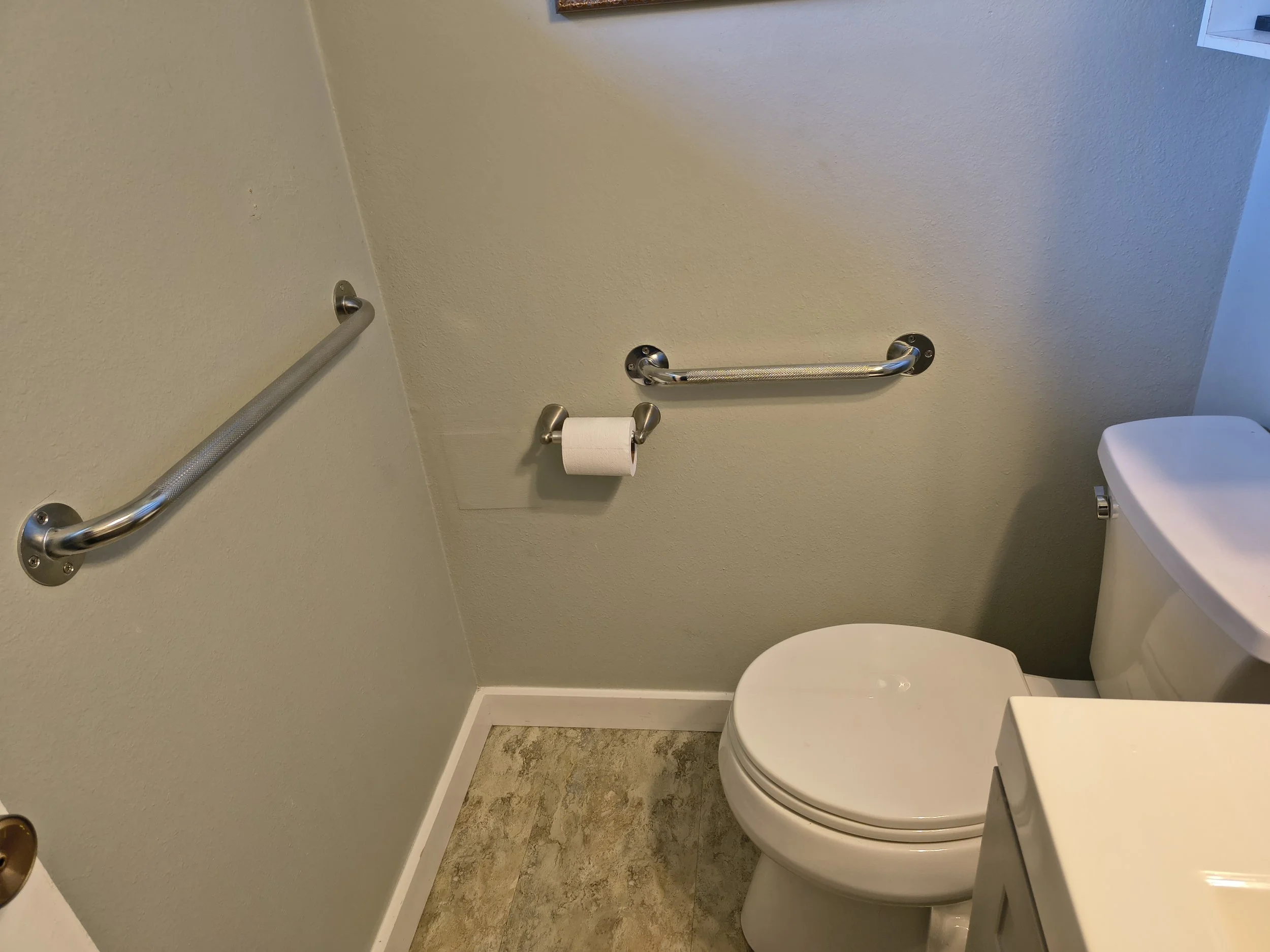 Install grab bars in drywall, tile, or fiberglass shower walls