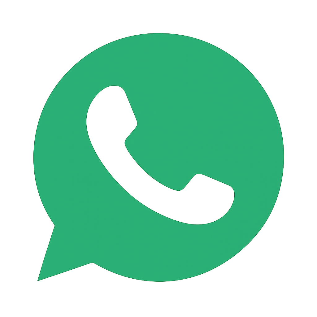 Green WhatsApp logo with a black telephone receiver icon in the center.