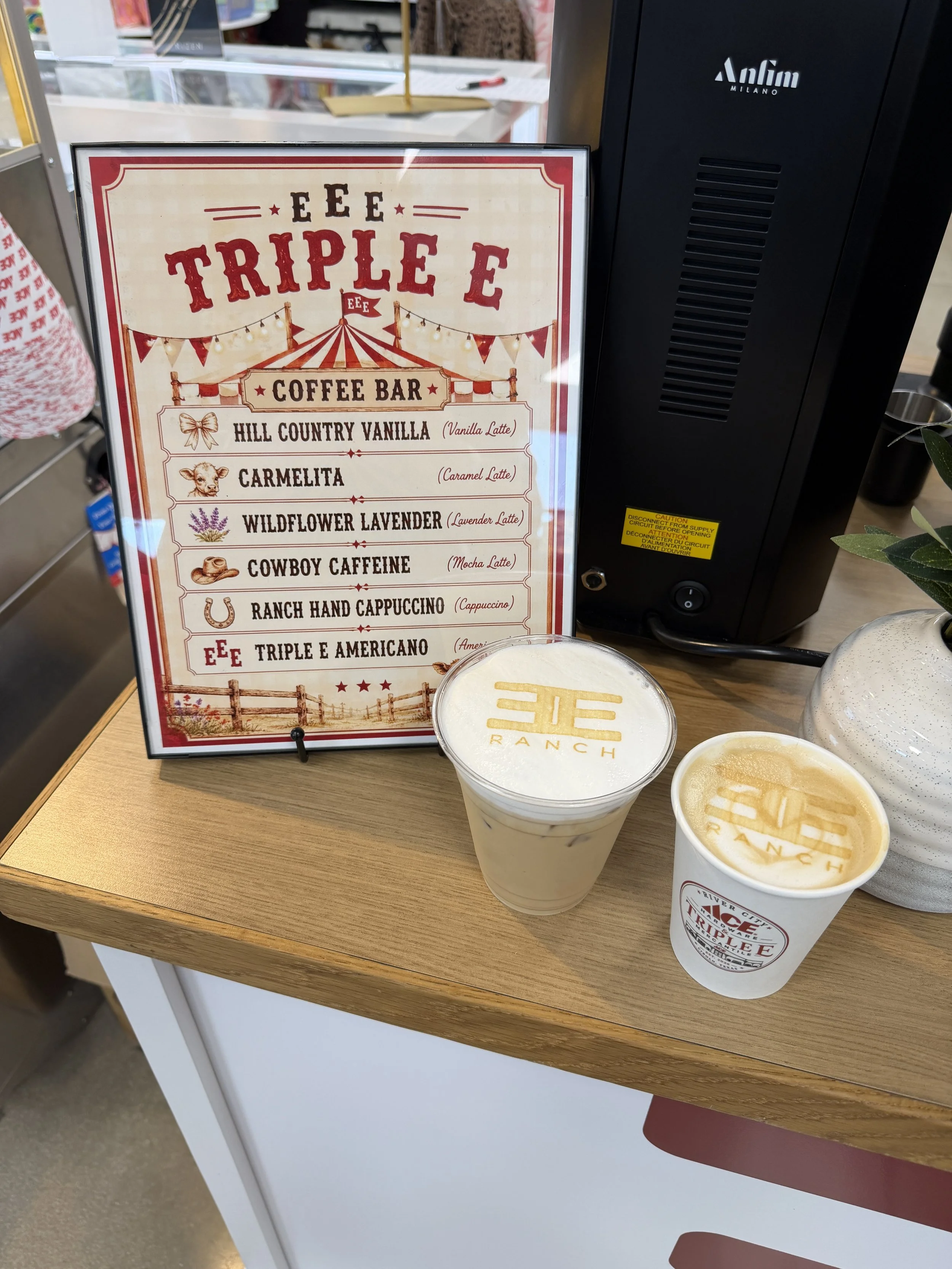 gran opening custom coffee menu and printed lattes in san antonio