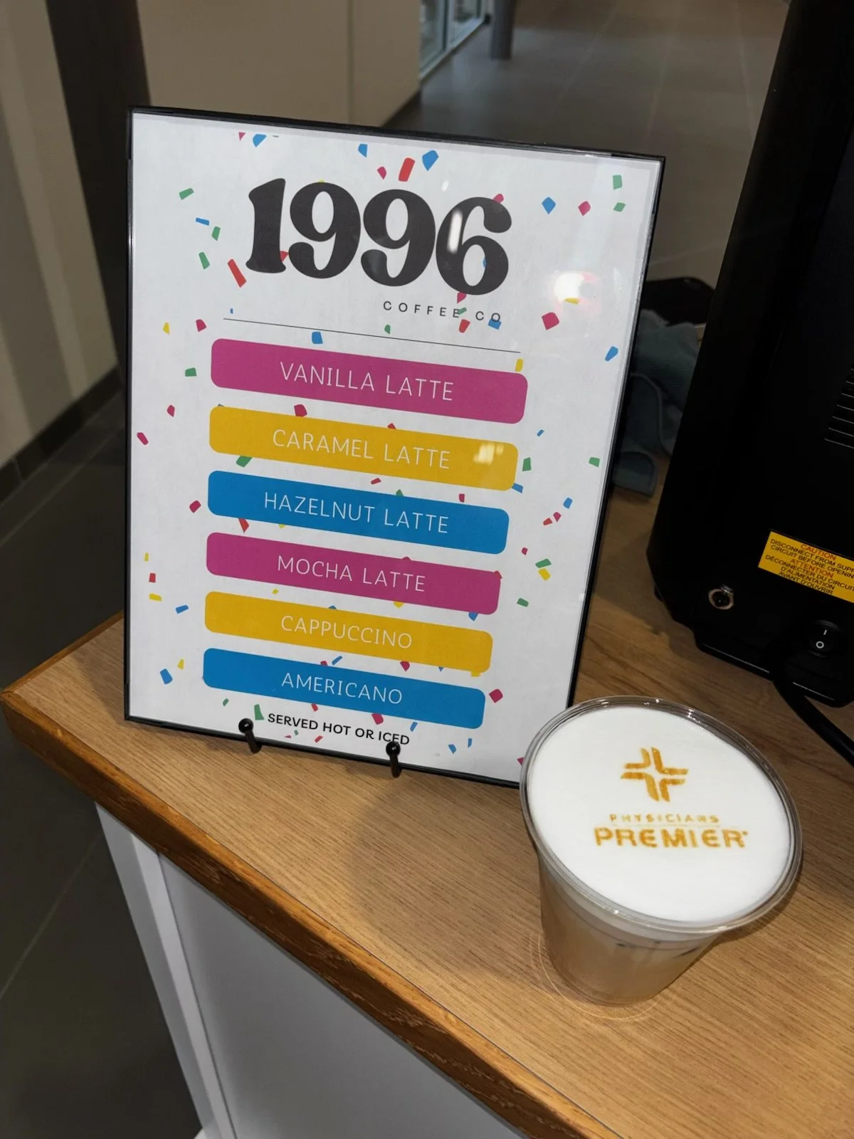custom branded latte and menu for fiesta coffee event