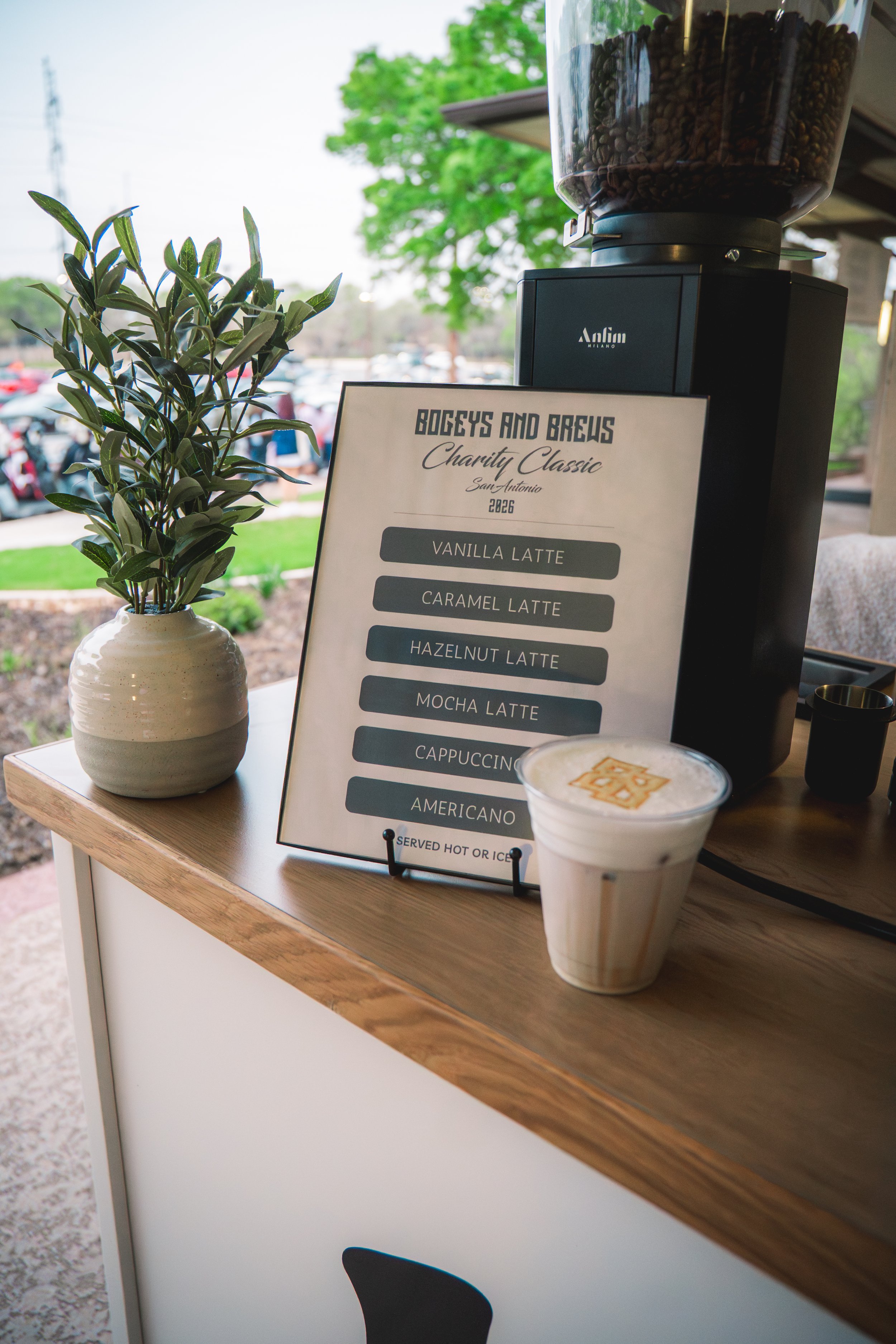 custom coffee cart menu at san antonio event