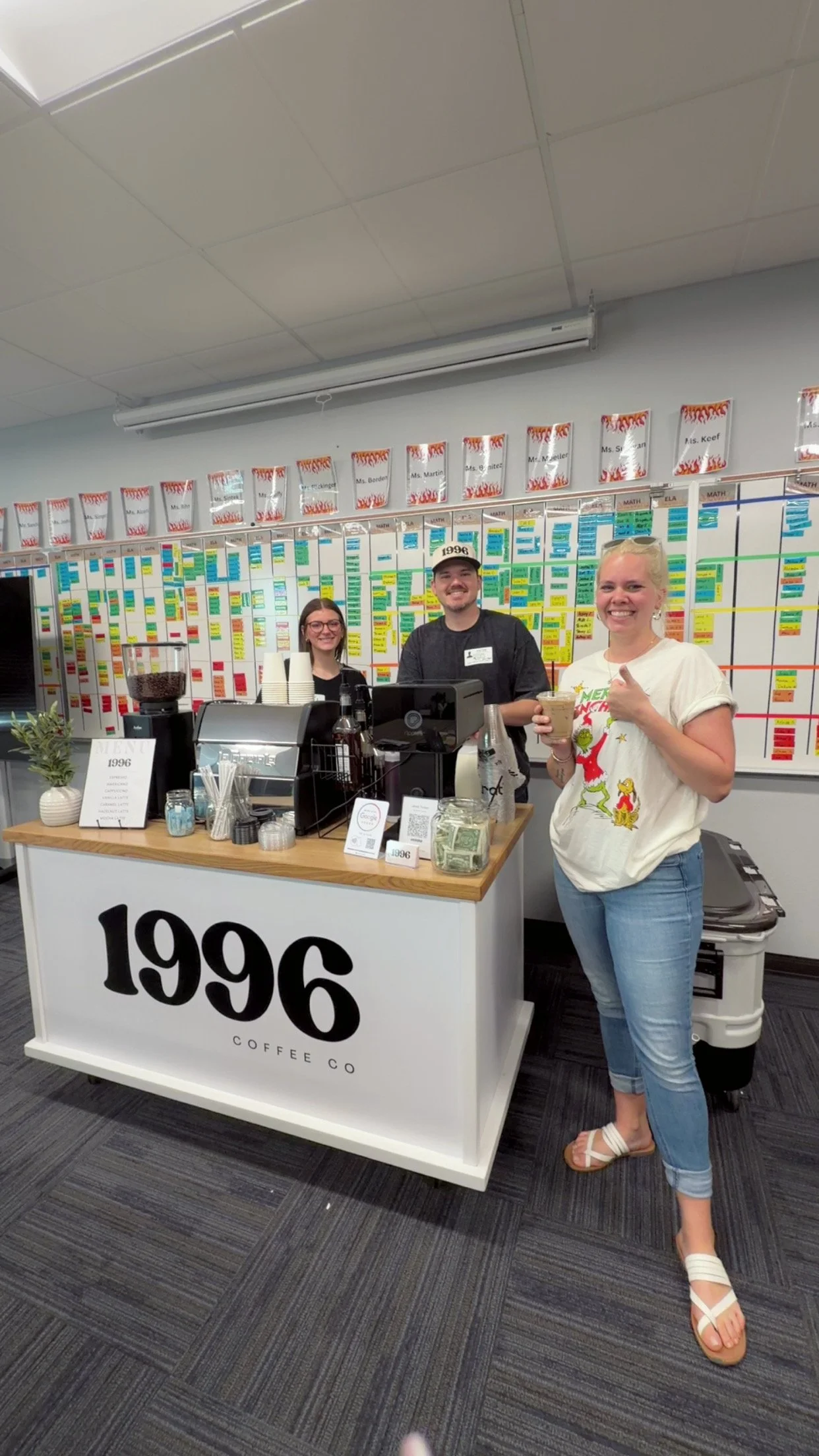 Corporate coffee catering in San Antonio with a mobile espresso bar and professional baristas serving drinks for employees at a workplace event.