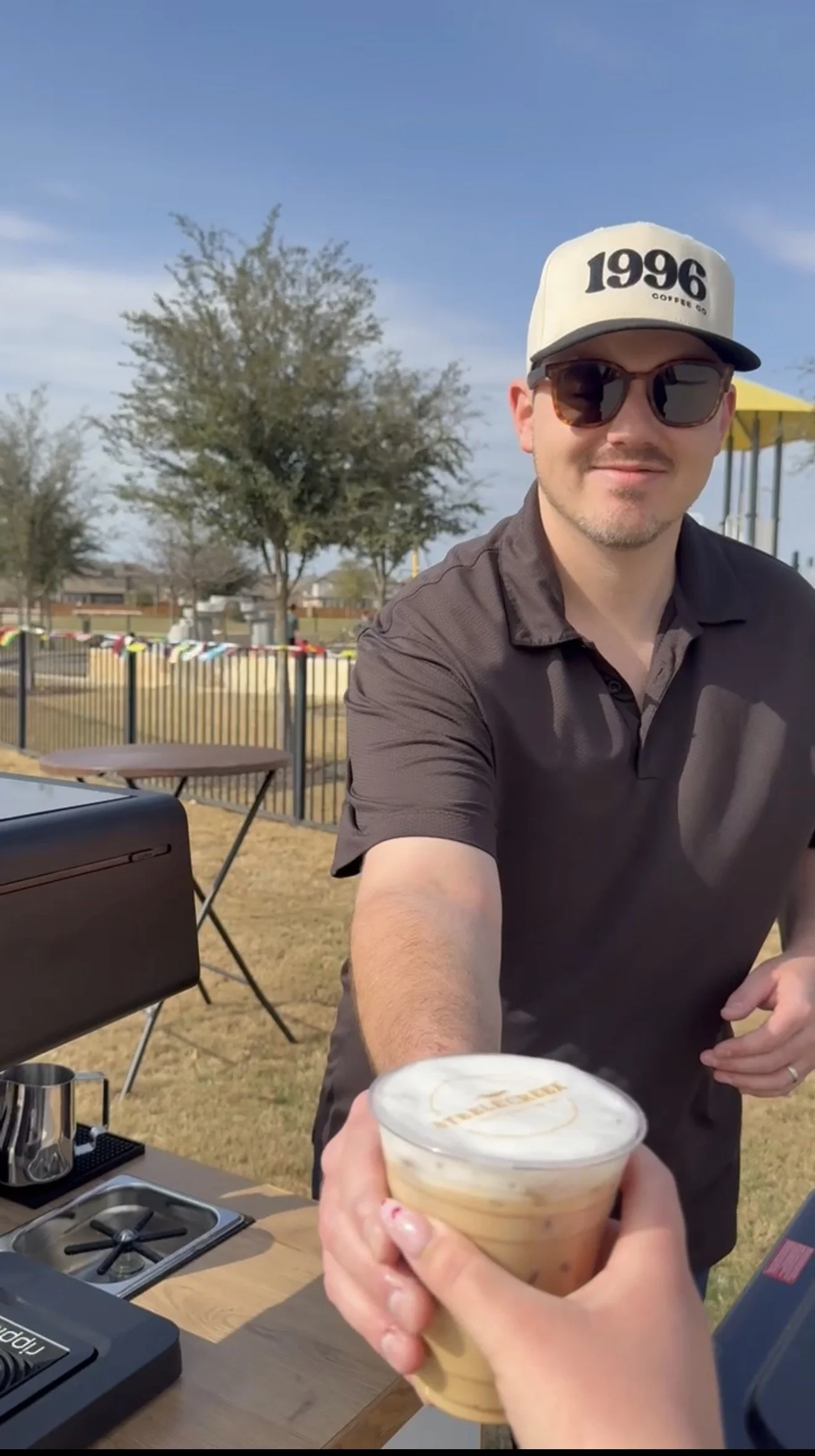 Handcrafted lattes being served at coffee catering event in San Antonio