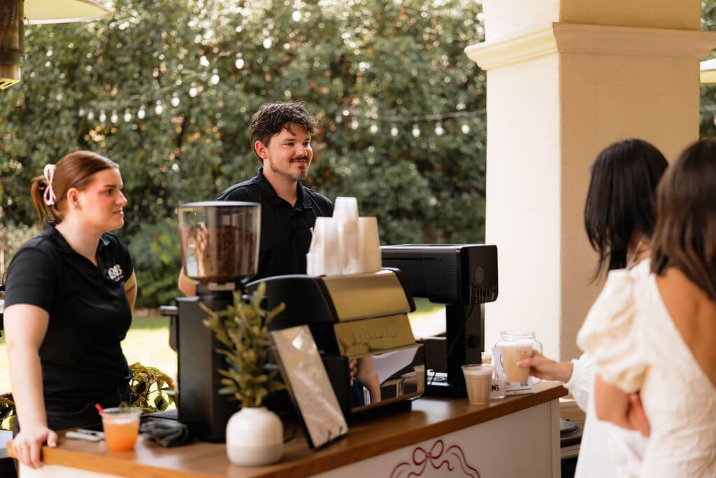 Mobile coffee cart and espresso bar set up for a San Antonio event by 1996 Coffee Co.