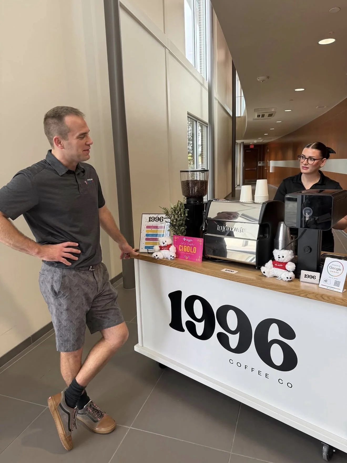 guests gathering around the coffee cart in san antonio