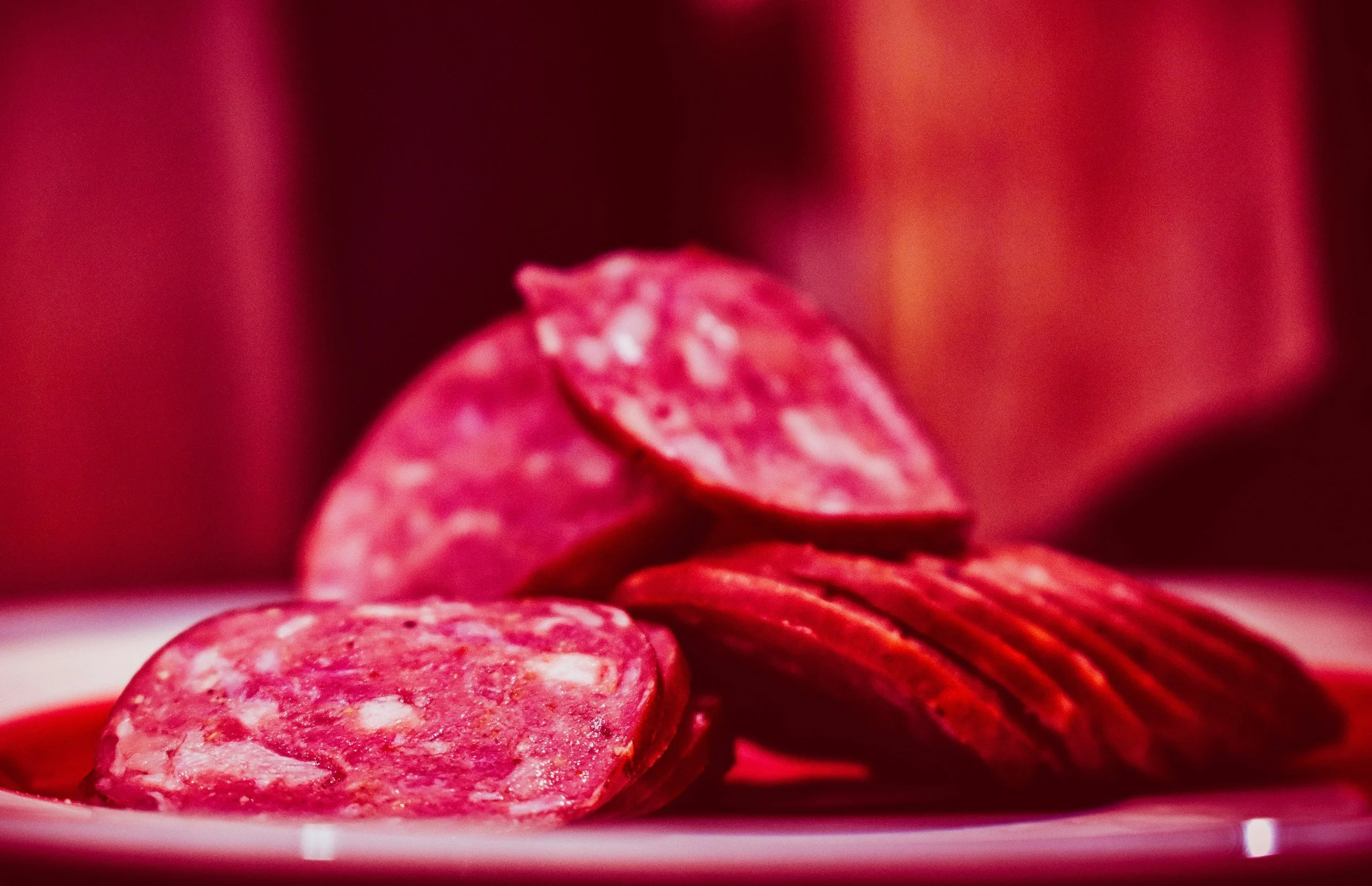 Close-up of sliced salami from Long Beach-based Marisa