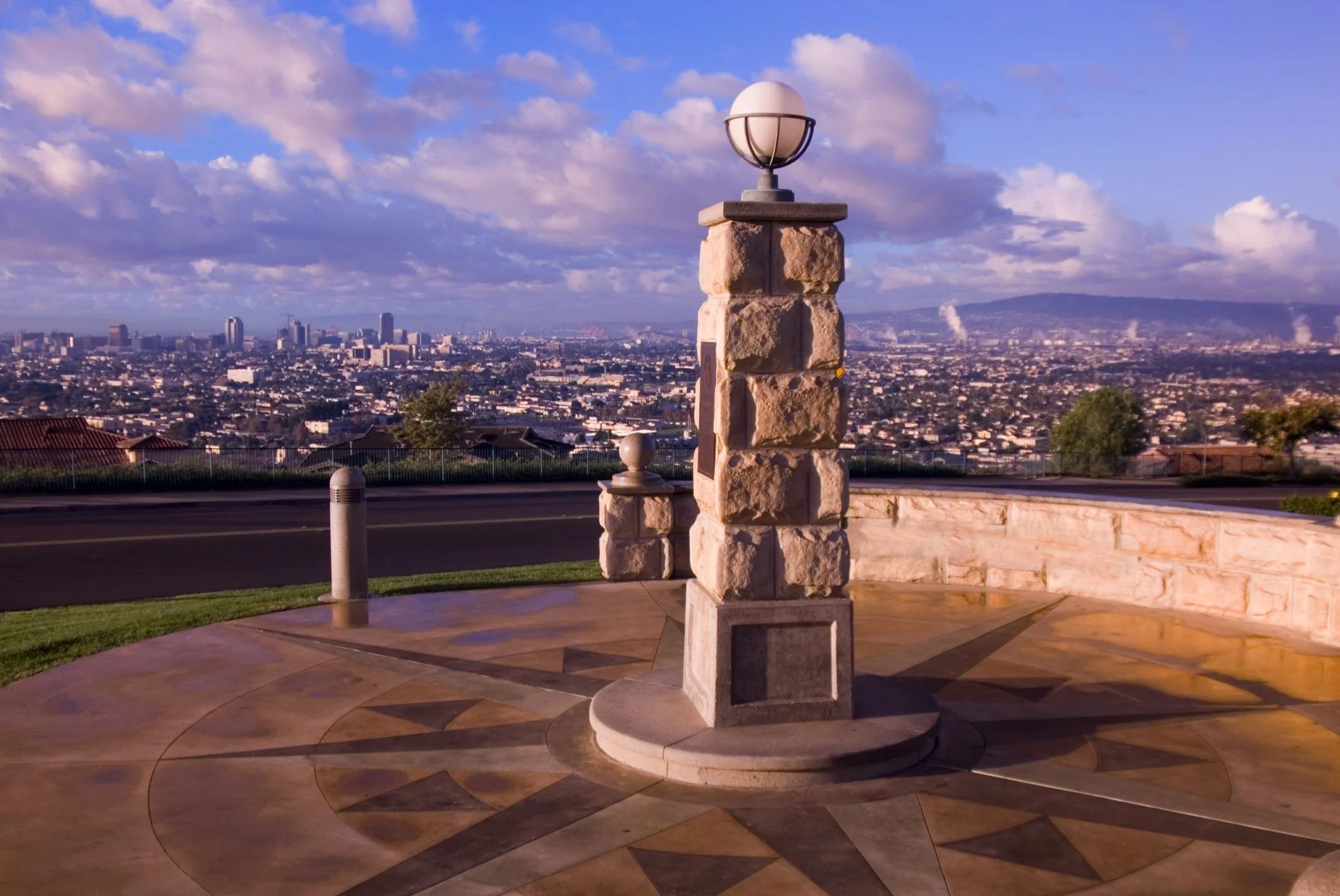 Park statue overlooking Signal Hill, Downtown Long Beach, CA