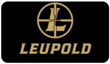Leupold logo with a gold circular emblem and the brand name in gold text on a black background.