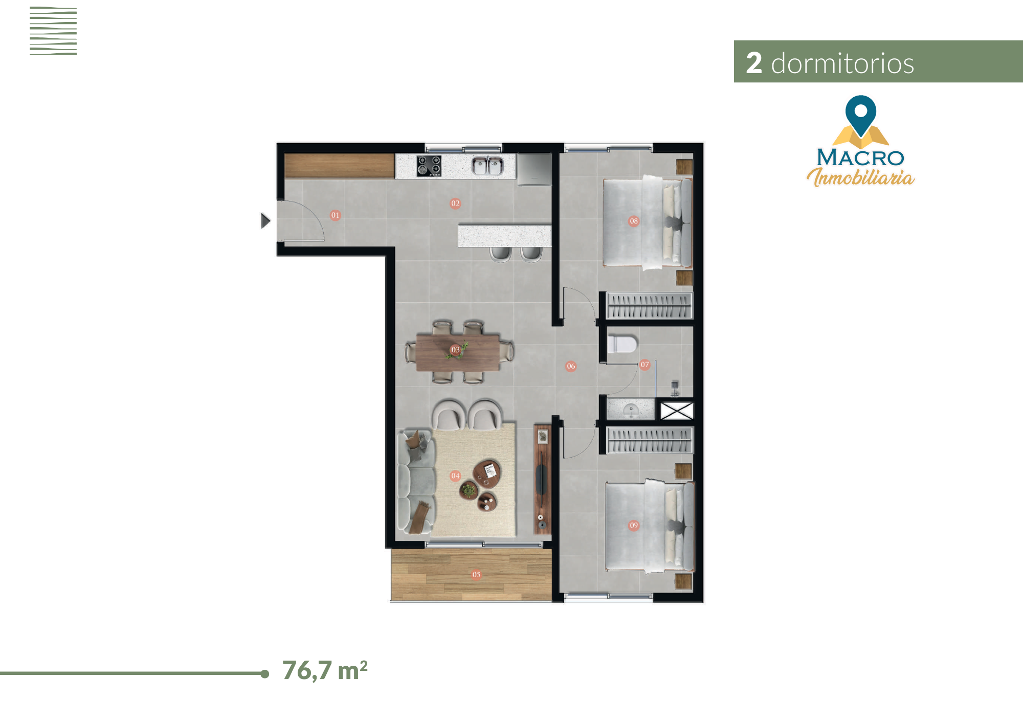 2 Dormitorios - Unidad 401 - PASEO BOQUERON