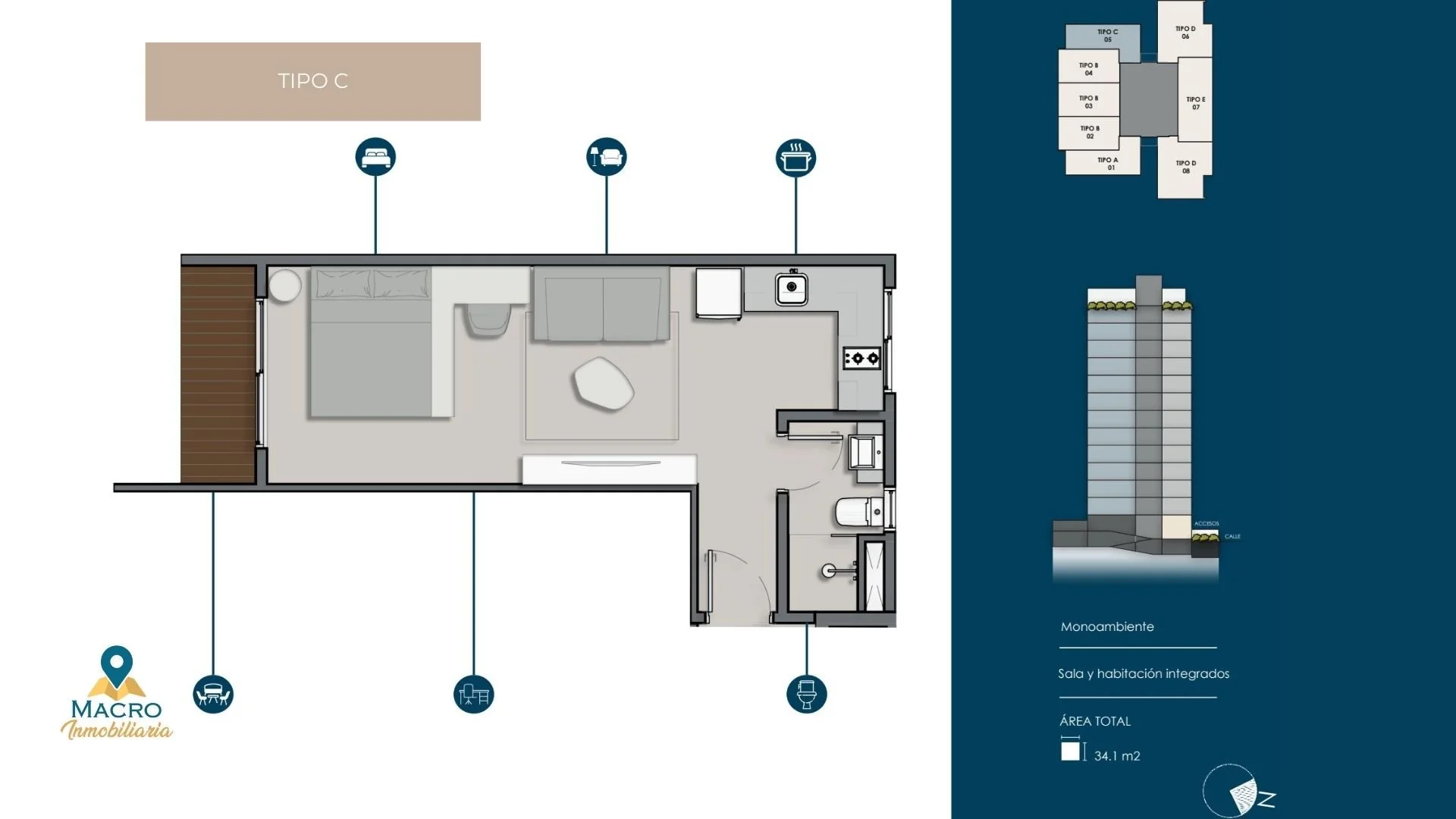 Unidad 1201 - Monoambiente Sky View - PASEO LOMAS CDE