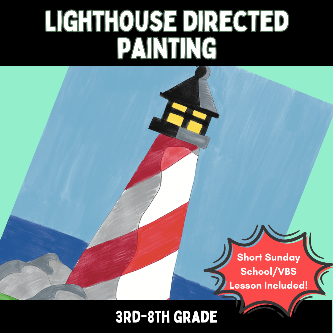 Lighthouse Painting | VBS Painting LESSON ONLY | Christian Art Kit for Kids | Ages 8+