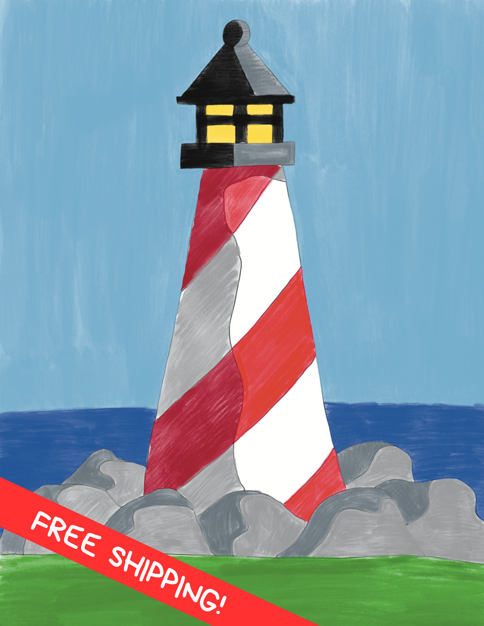 Lighthouse Painting Kit | VBS Painting Kit | Christian Art Kit for Kids | Color Mixing & Shading Lesson | Ages 8+