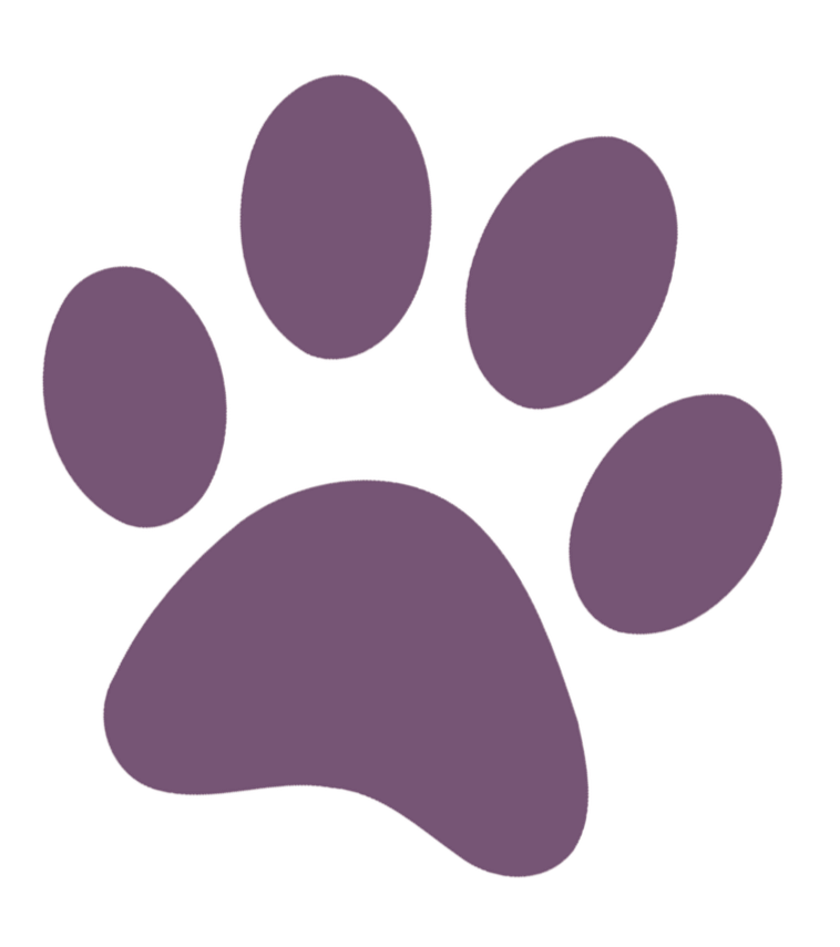 Purple paw print symbol.