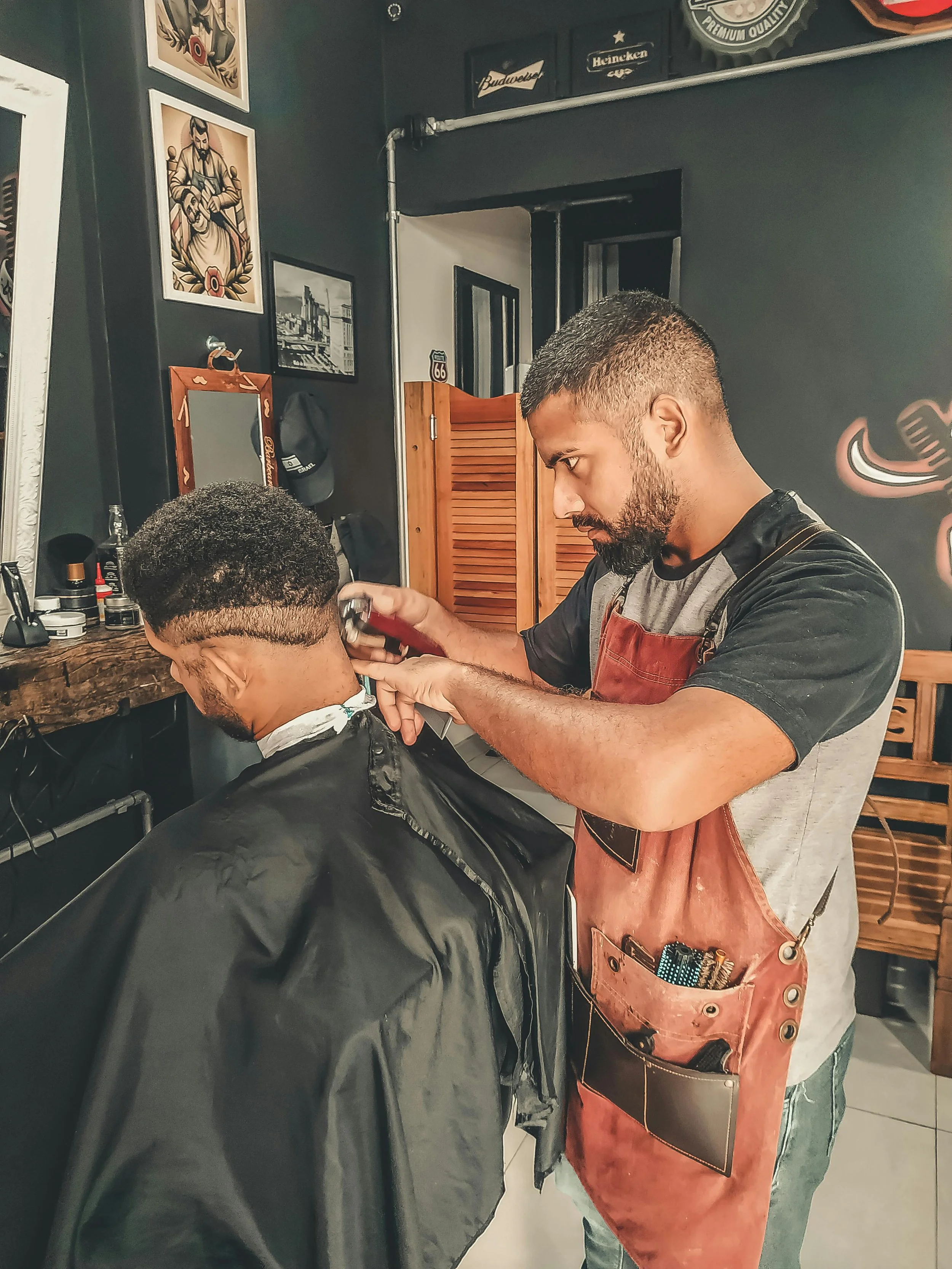 Clean fade haircut at a barbershop