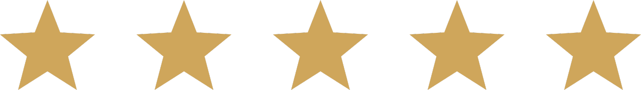 Five gold stars in a row on a black background.
