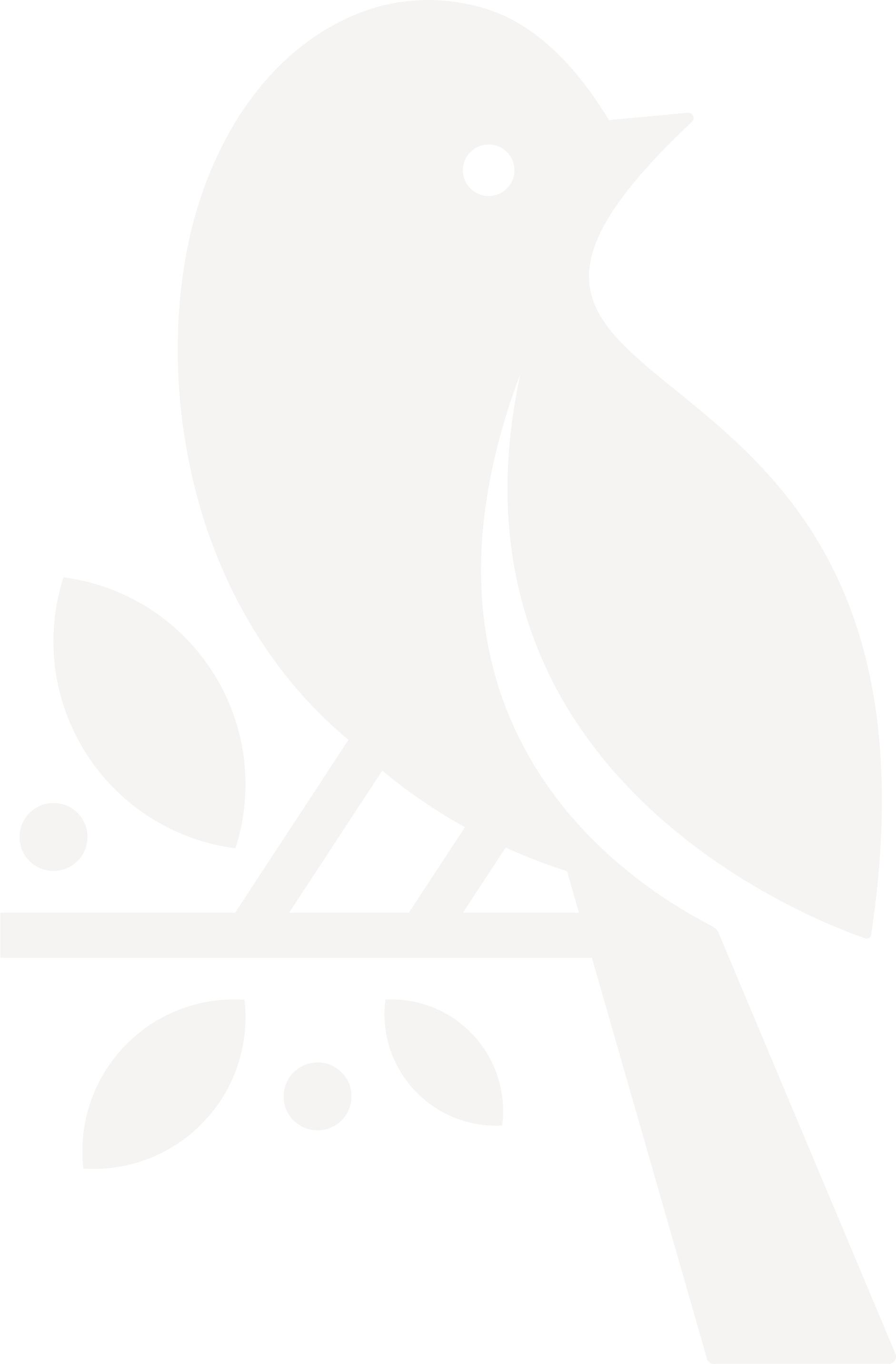 Black and white silhouette of a bird perched on a branch with leaves.